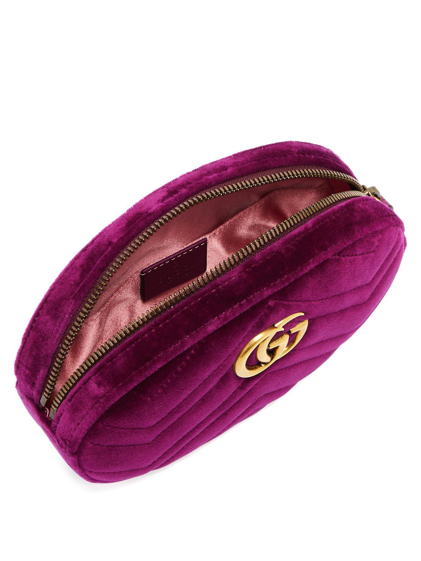 Gucci Gg Marmont Velvet Belt Bag in Purple - Lyst
