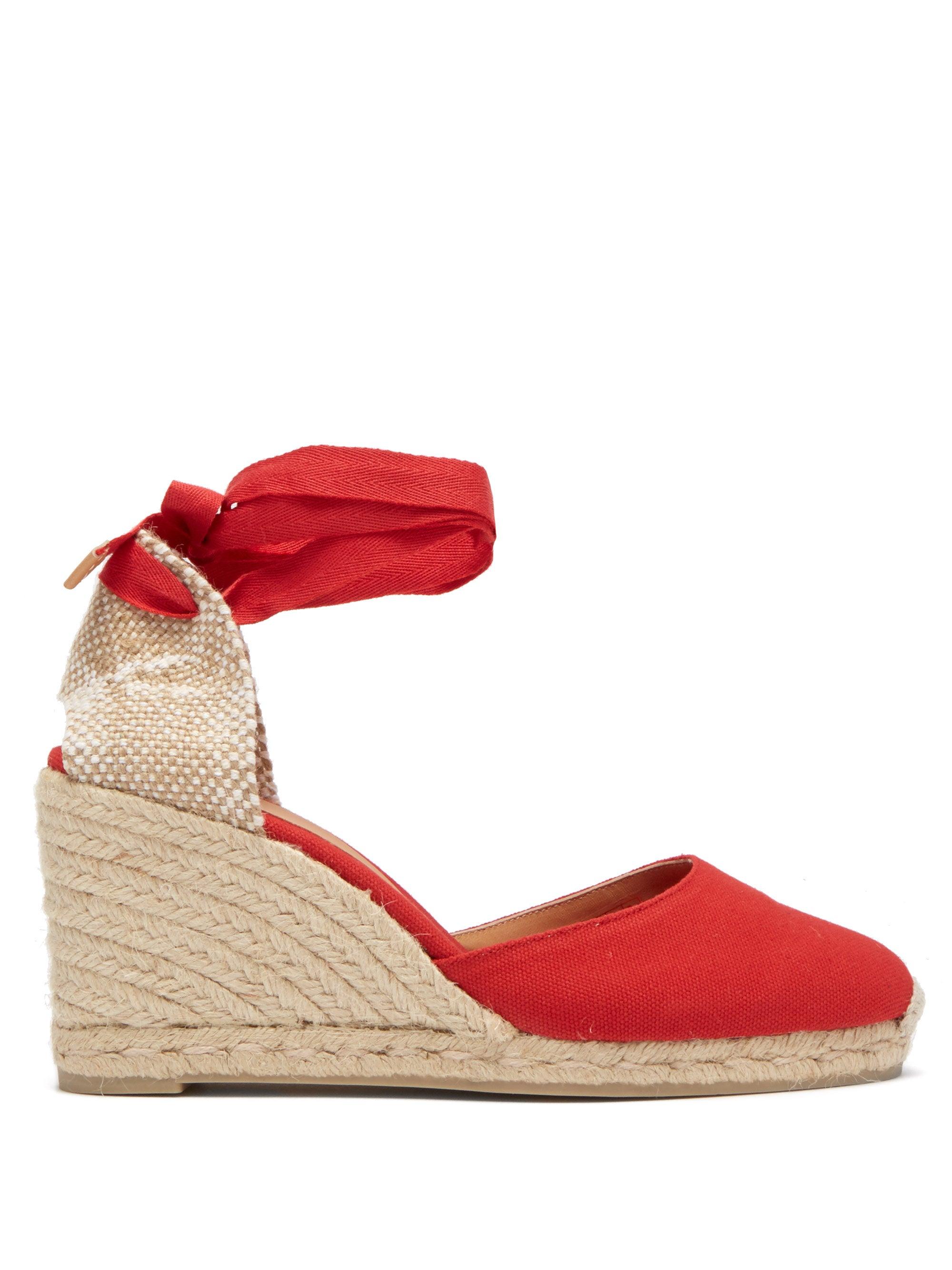 Castaner Carina 80 Canvas & Jute Espadrille Wedges in Red - Save 16% - Lyst