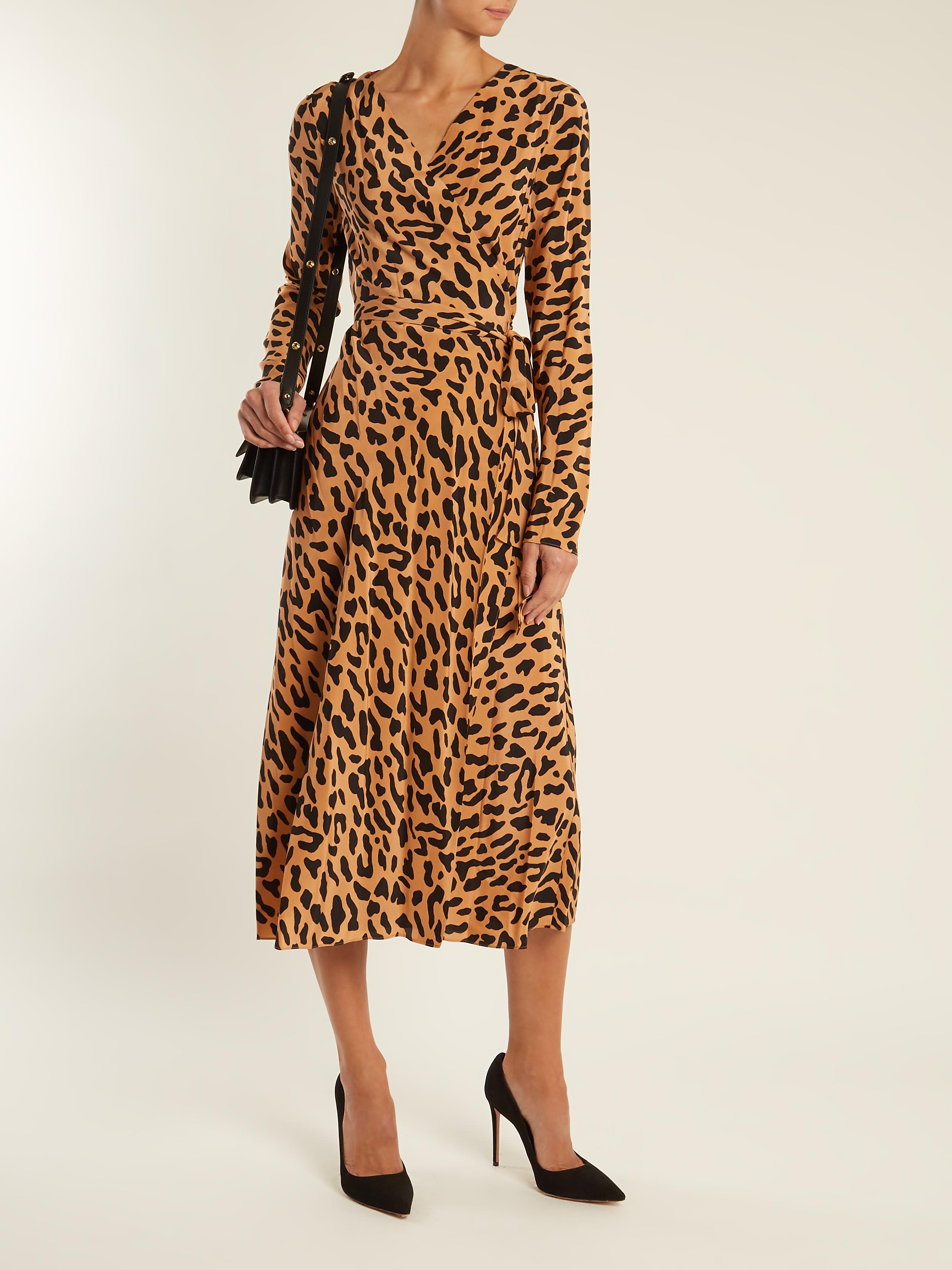 Diane von Furstenberg Leopard-print Silk Wrap Dress - Lyst