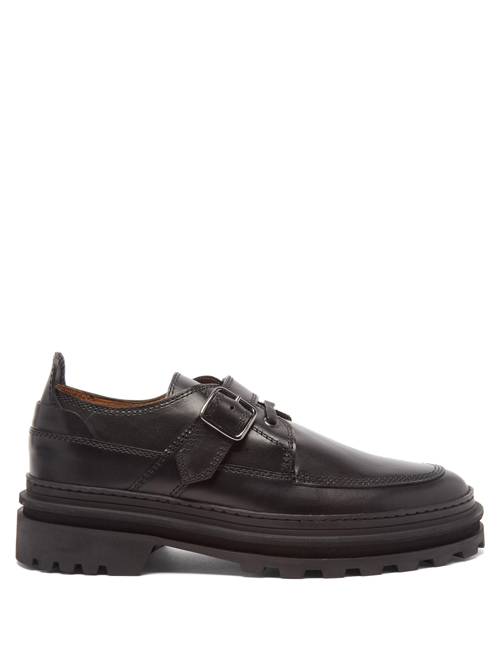 A.P.C. Alix Buckled Leather Derby Shoes in Black | Lyst
