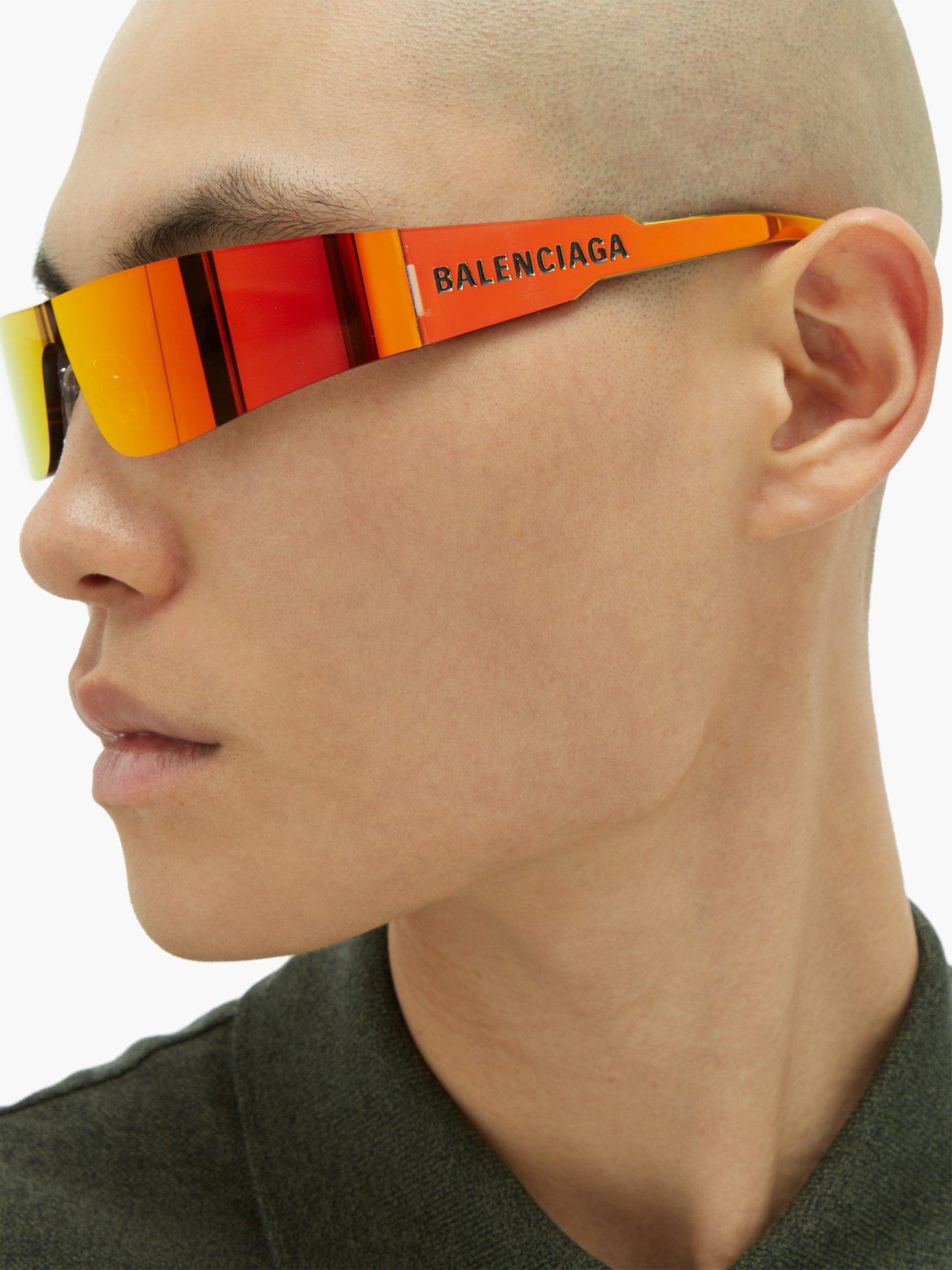 Balenciaga Mono Reflective Slim Sunglasses in Orange for Men | Lyst