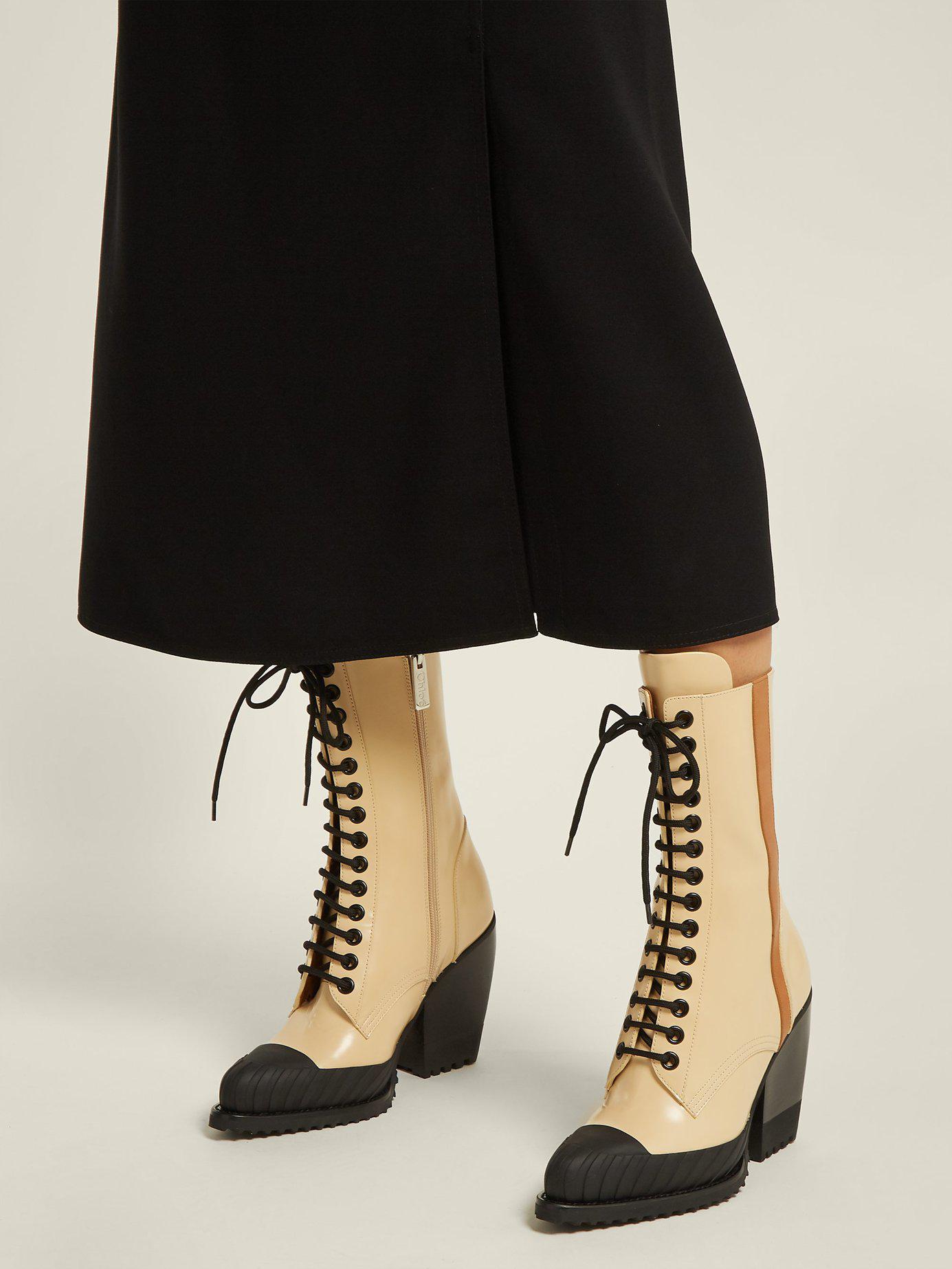 Chloé Rylee Leather Lace-up Boots in 