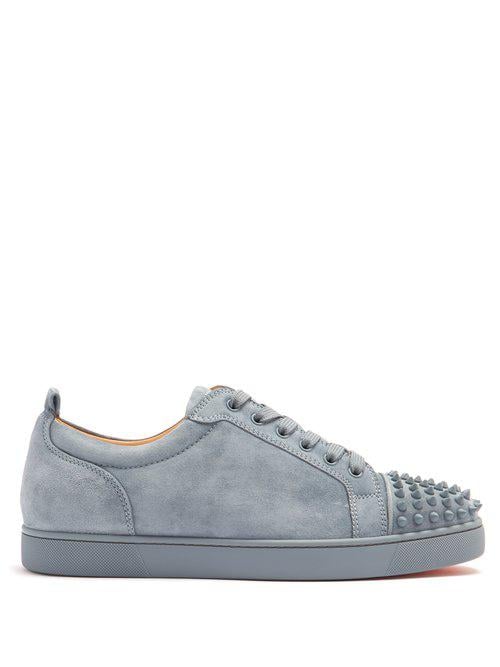 Christian Louboutin Suede Louis Junior Spike-embellished Low-top Trainers in Grey (Gray) for - Lyst