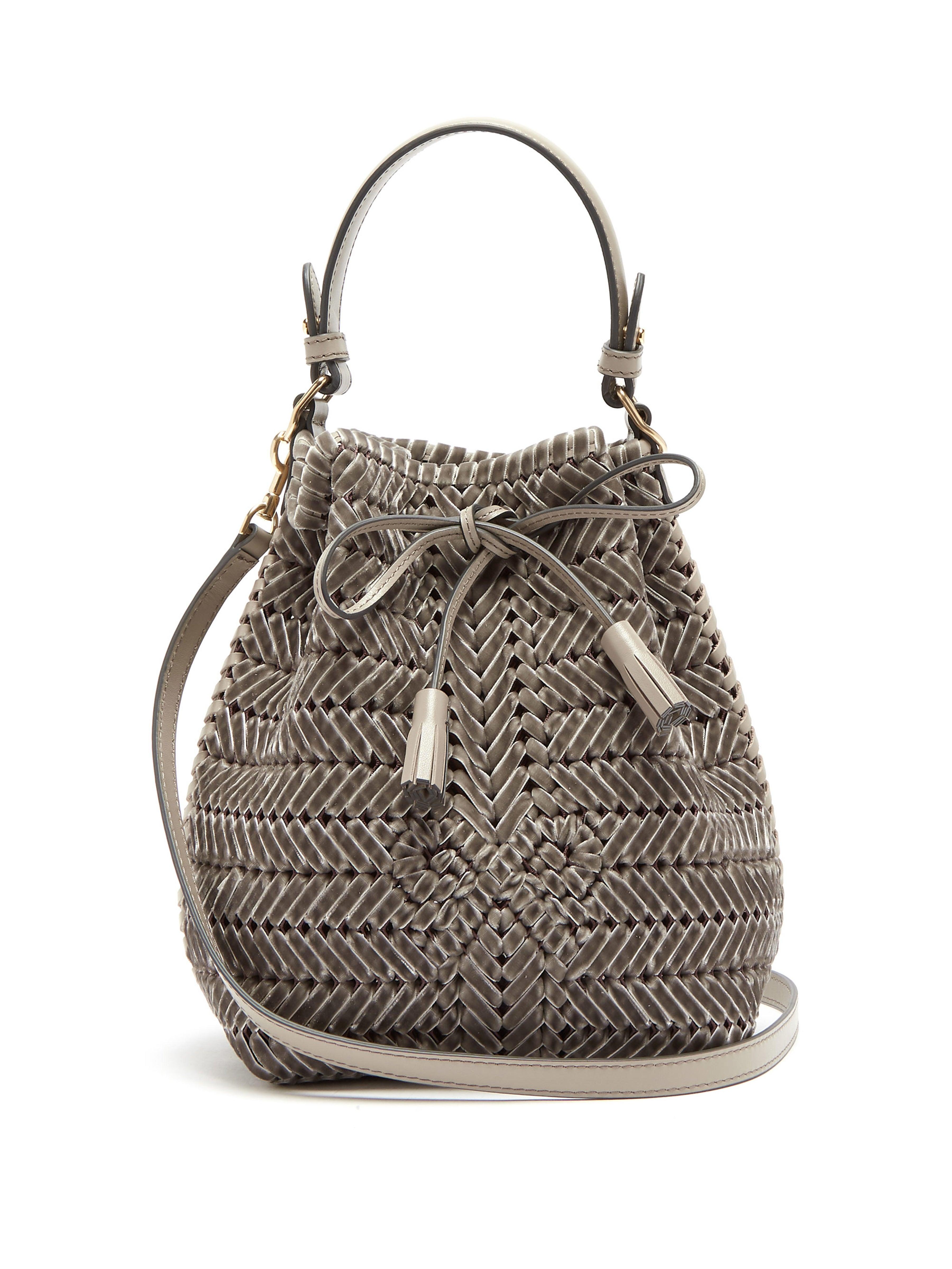 Anya Hindmarch Small Velvet Neeson Drawstring in Grey (Grey) Lyst