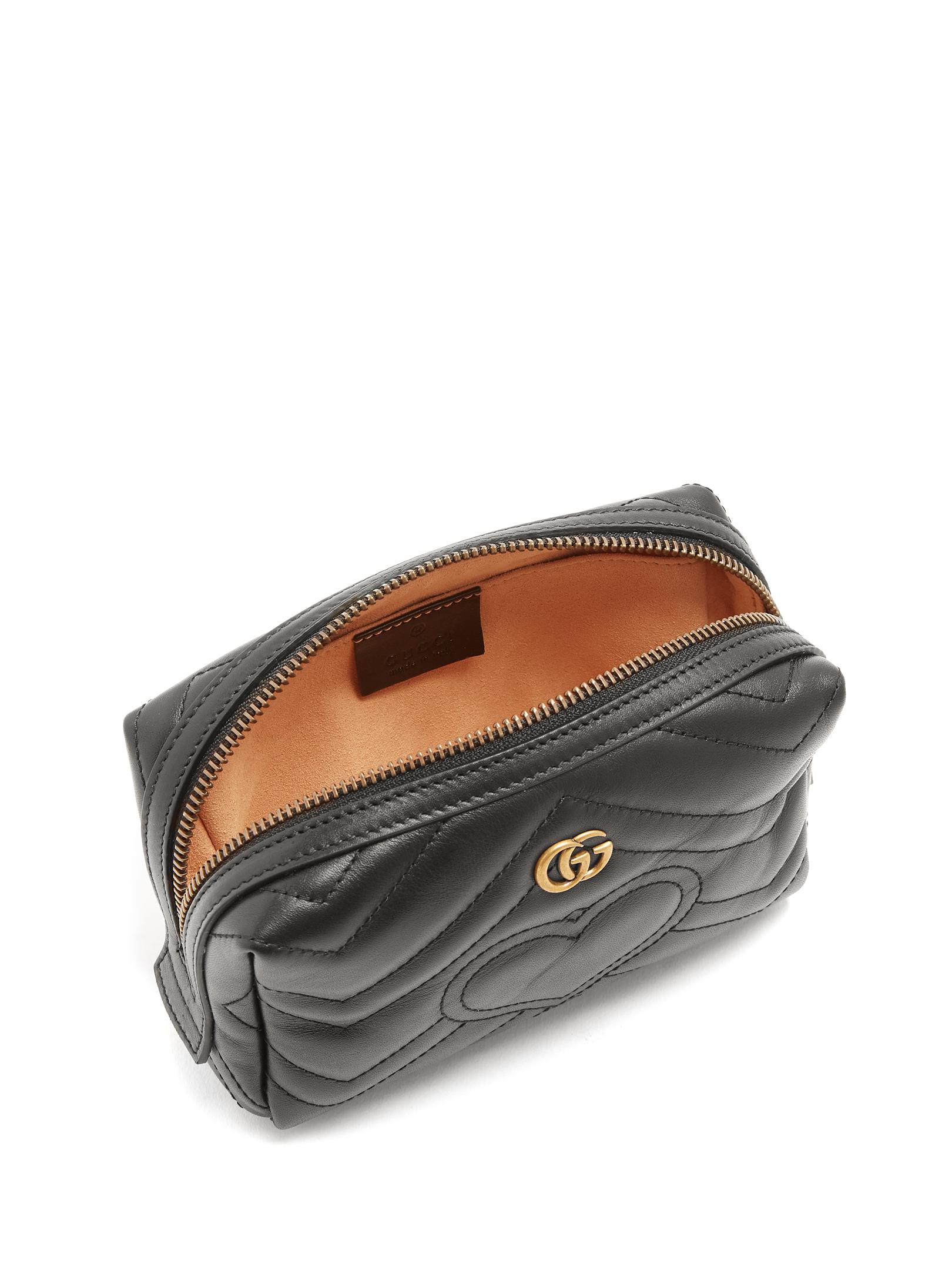 Gucci Gg Marmont Quilted-leather Make-up Bag in Black - Lyst