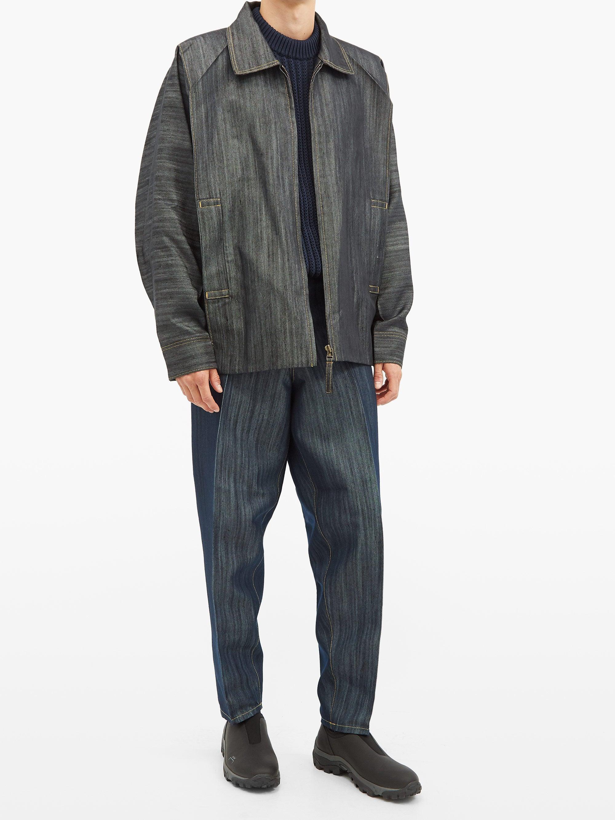 Issey Miyake Denim Plissé Cropped Jeans in Navy (Blue) for Men - Lyst