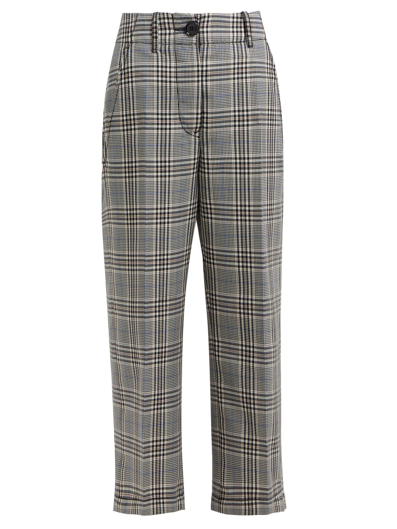 MM6 by Maison Martin Margiela Houndstooth Wool Blend Trousers in Gray ...