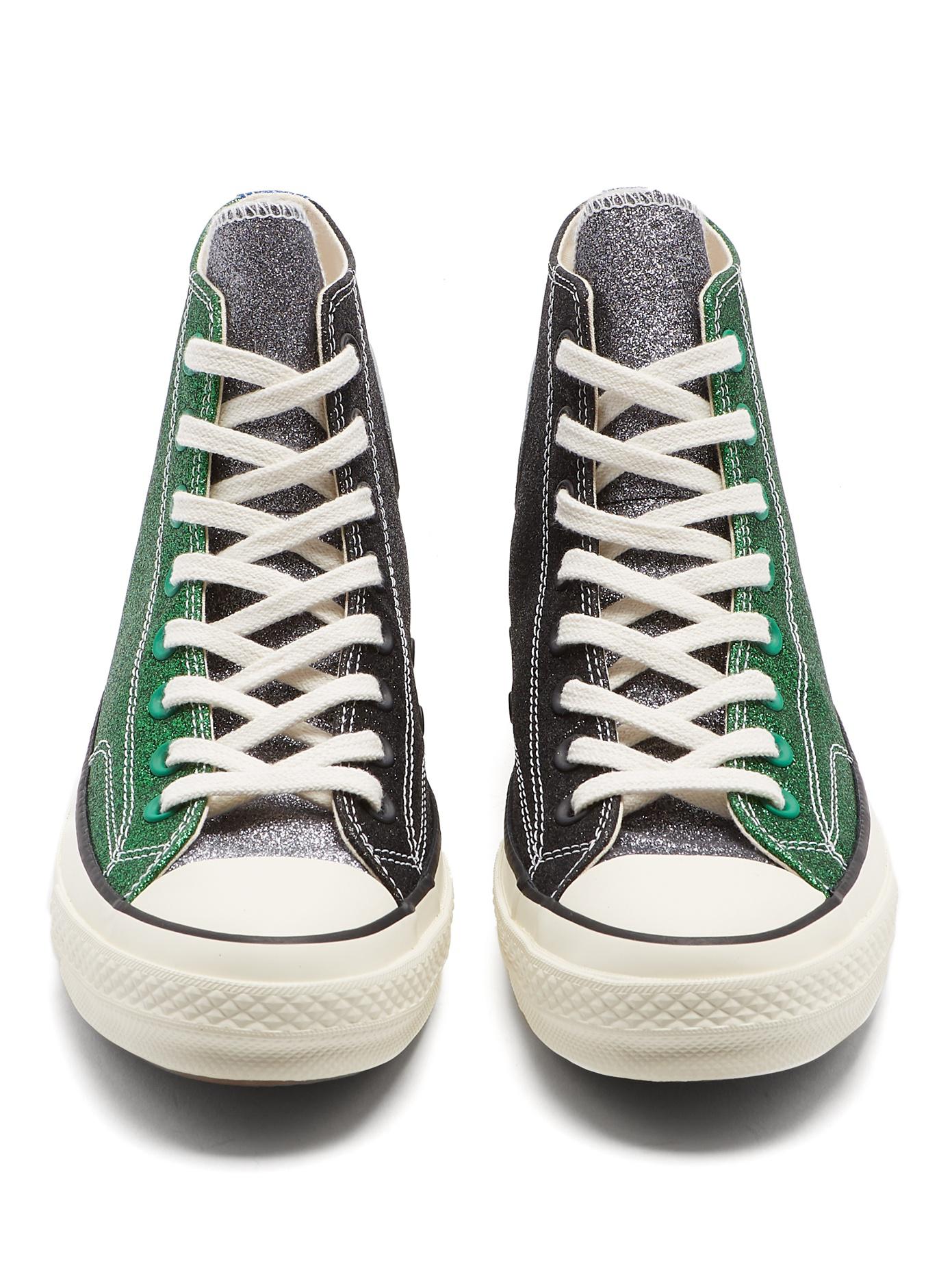 Converse Glitter High-top Trainers in Green | Lyst