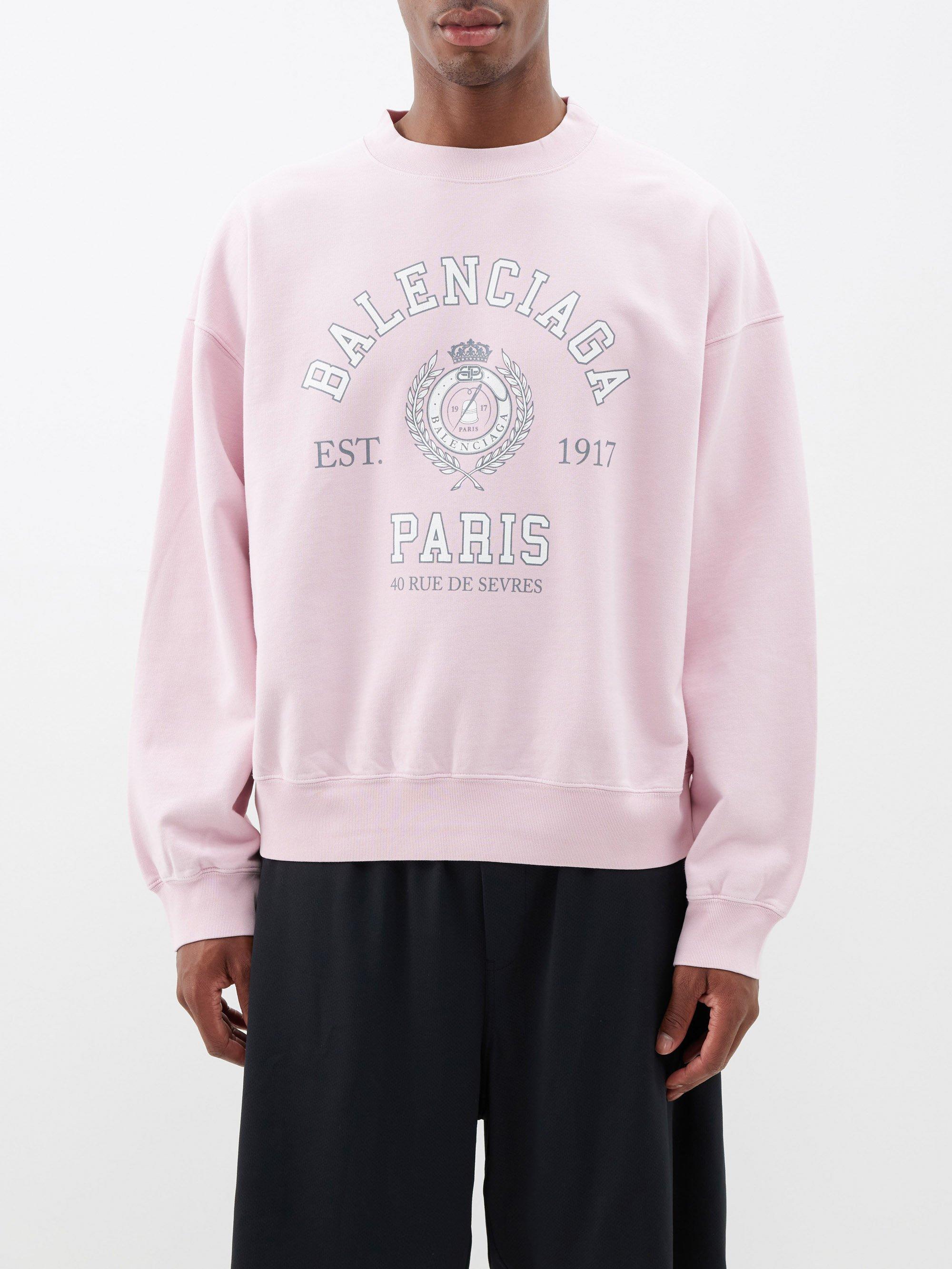 Balenciaga Varsity-logo Cotton-jersey Sweatshirt in Pink for Men | Lyst UK