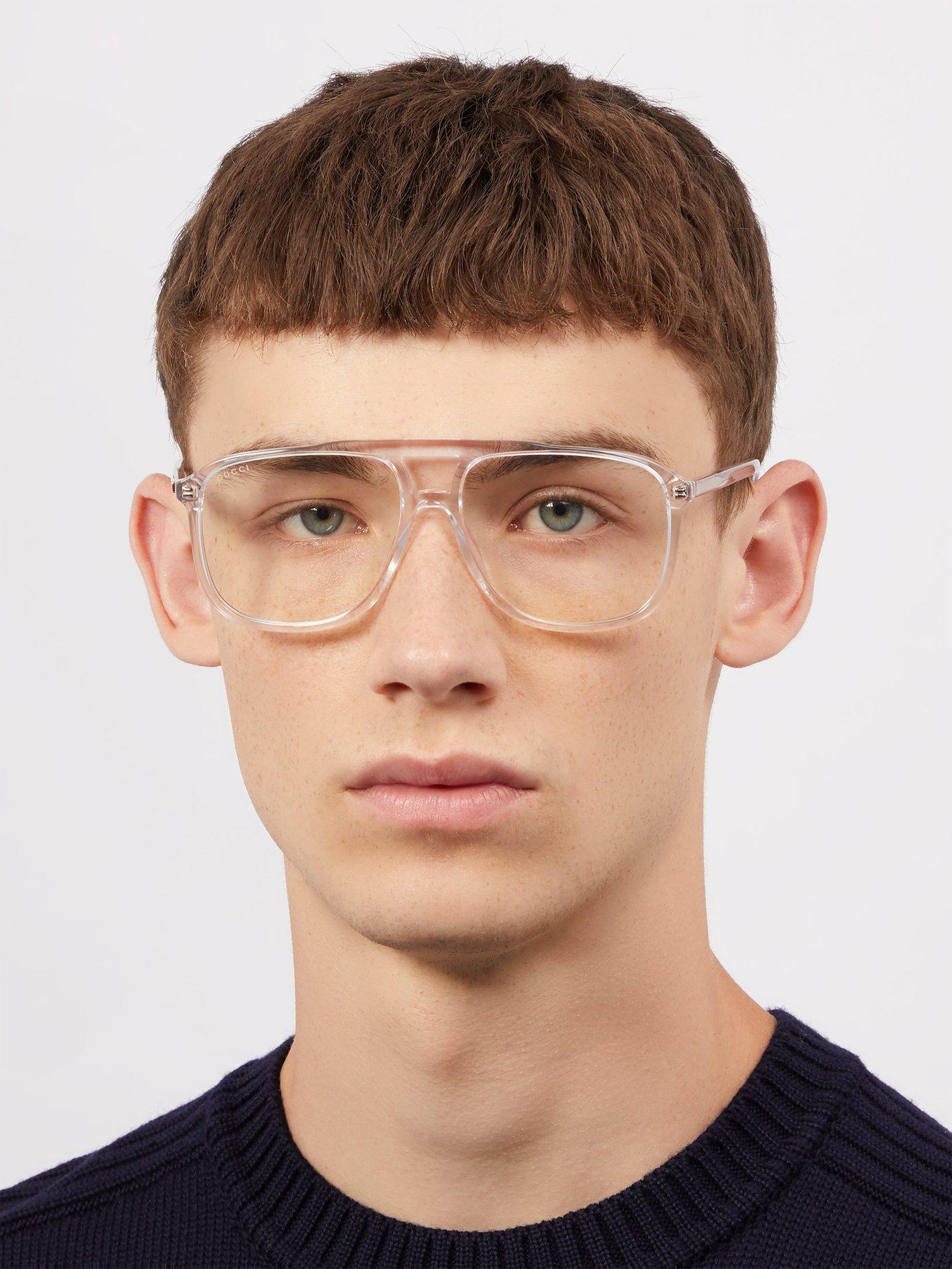 Gucci Squared-aviator Acetate Optical Glasses for Men | Lyst