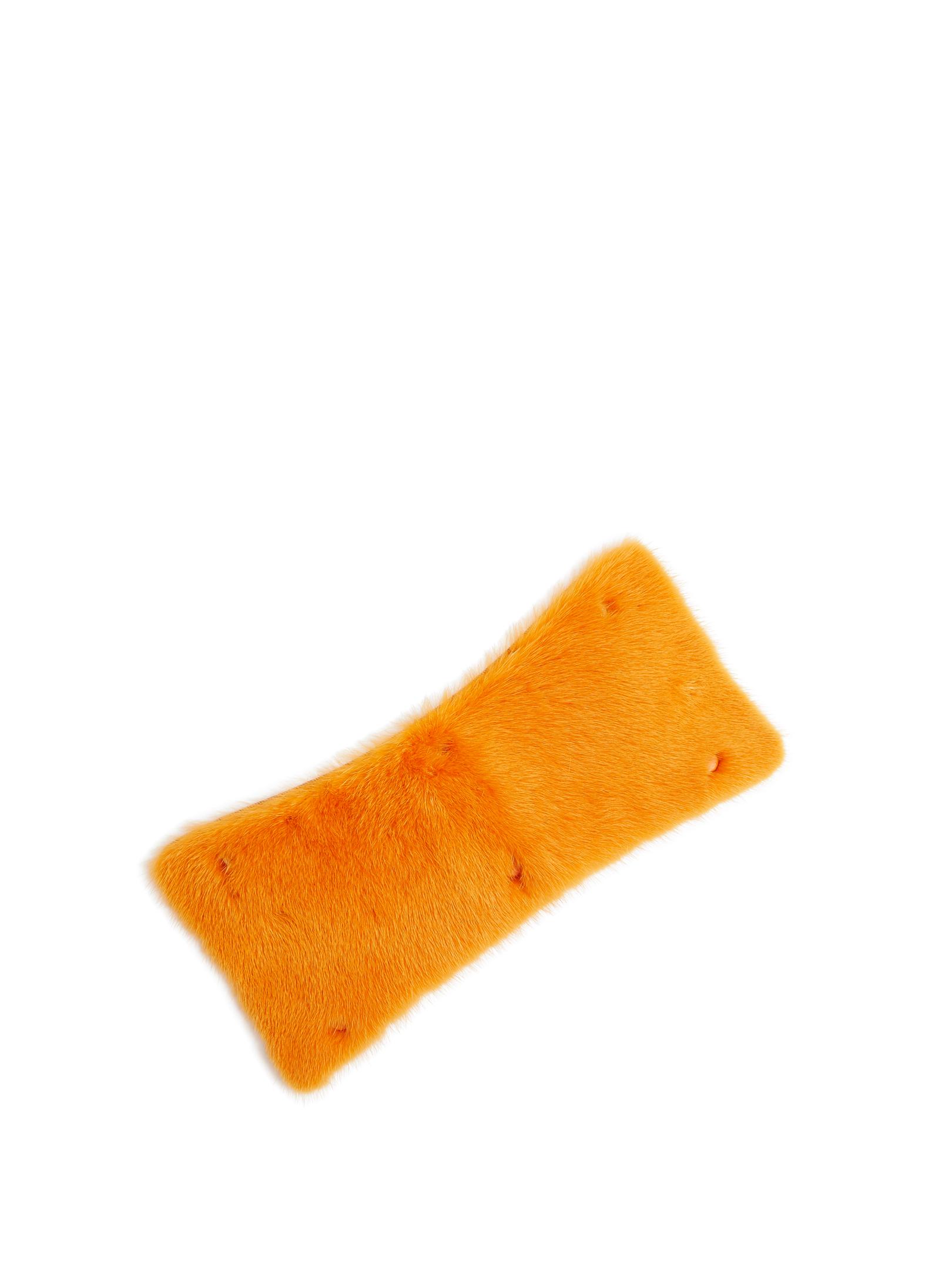Valextra Iside Mink-fur Bag Strap Cover in Orange