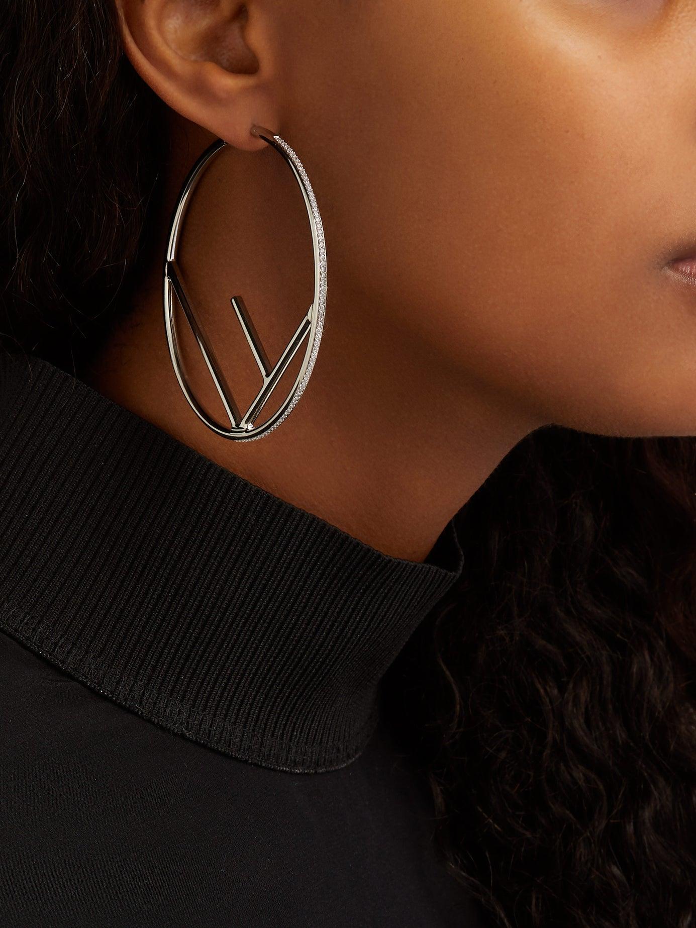 Fendi F Is Crystal-embellished Hoop Earrings in Metallic | Lyst