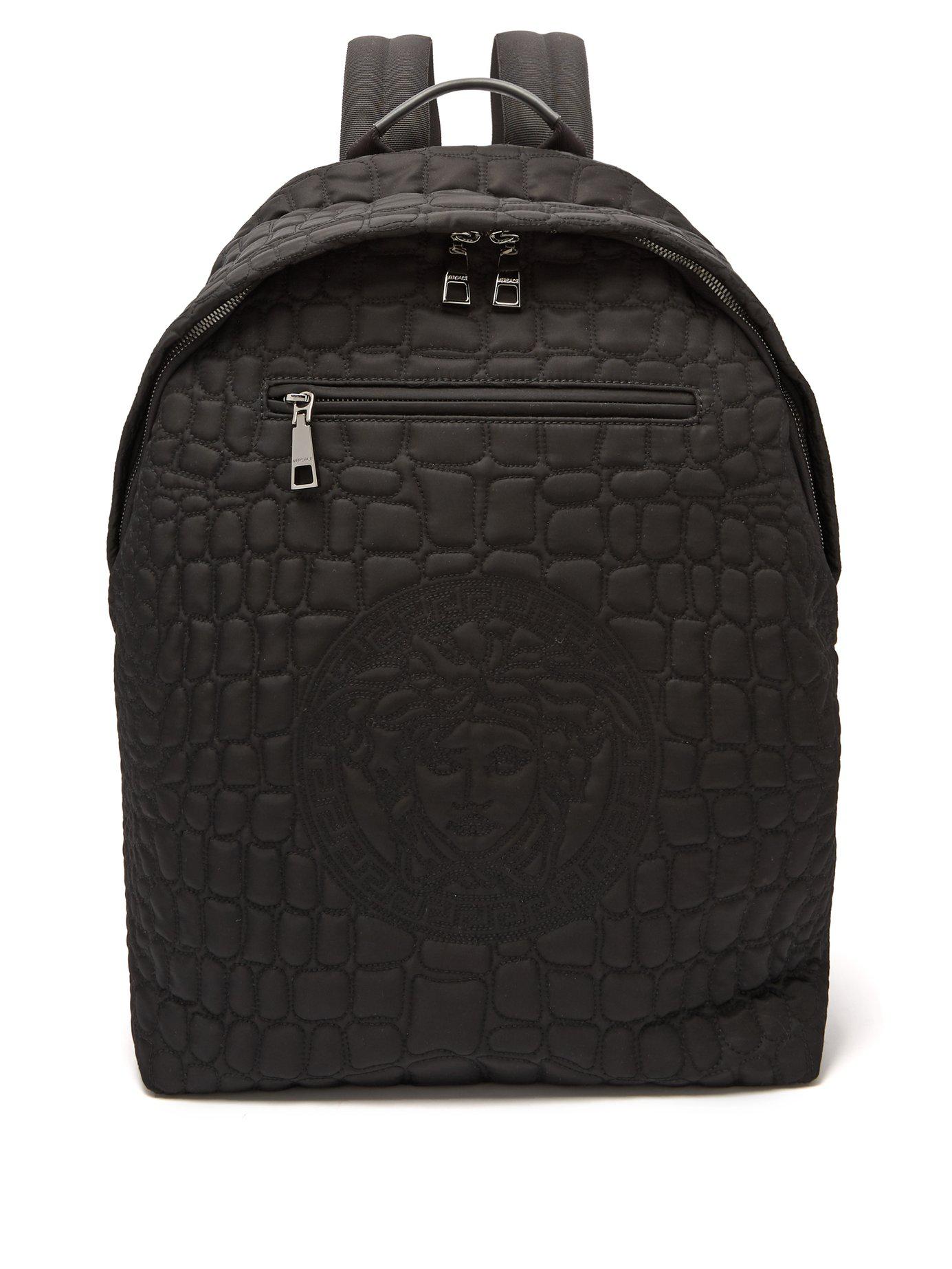 Versace Synthetic Quilted Nylon Backpack in Black for Men Lyst