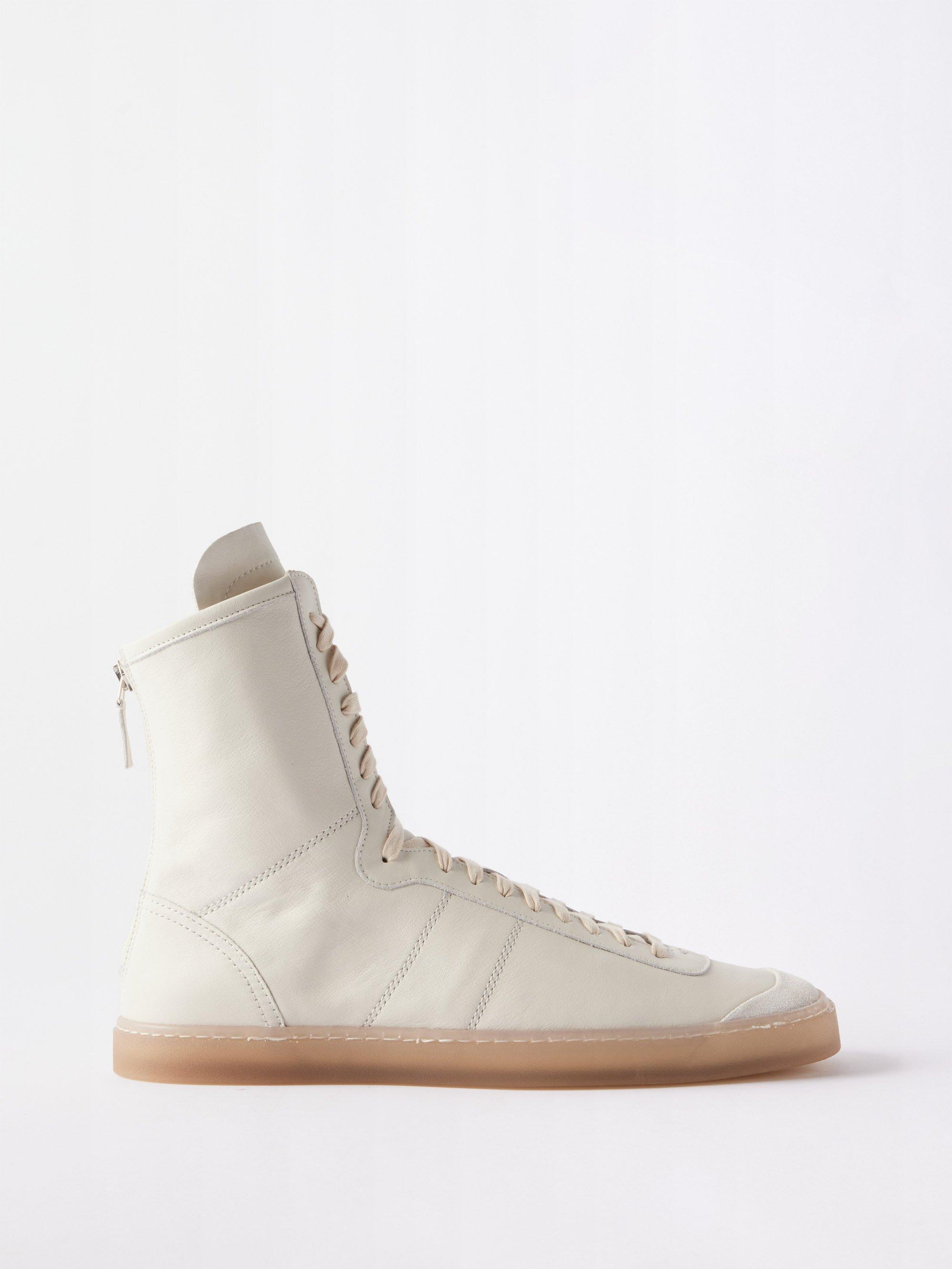 Lemaire Linoleum Leather High-top Boxing Trainers in White for Men | Lyst