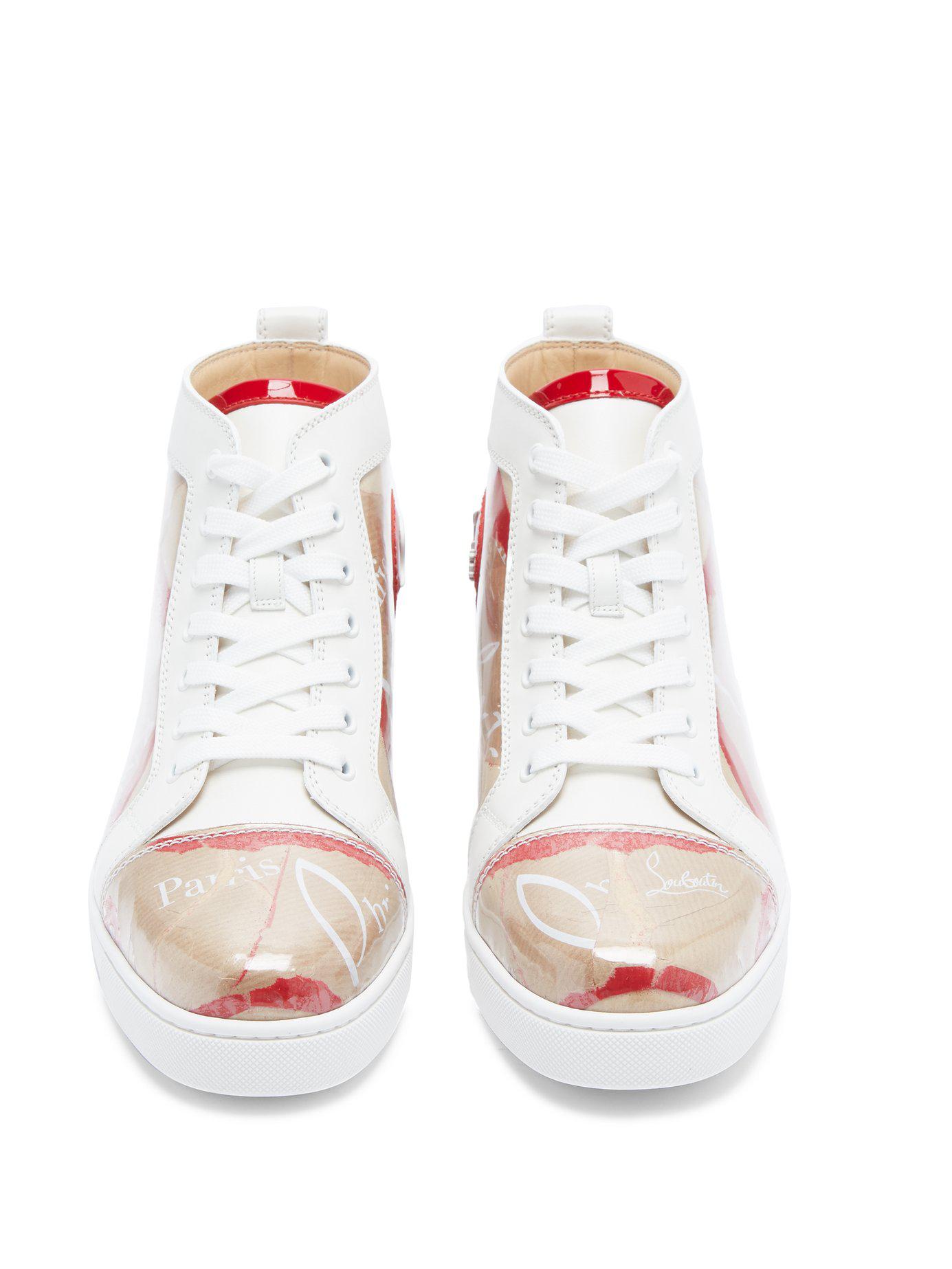 Christian Louboutin Louis Kraft Leather And Pvc High Top Trainers - Lyst