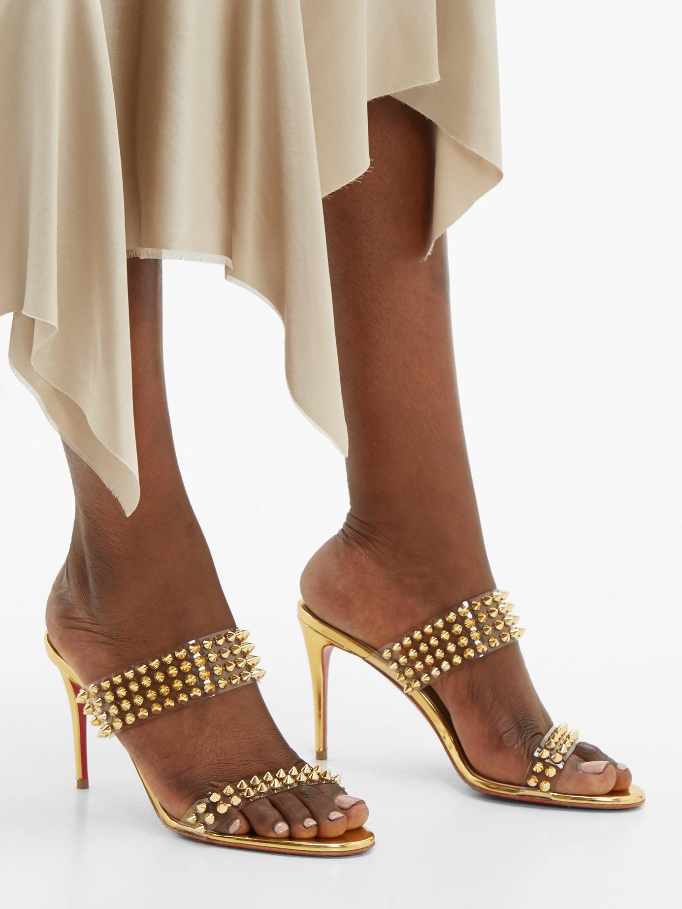 Christian Louboutin Spikes Only 85 Mirrored-leather Sandals | Lyst