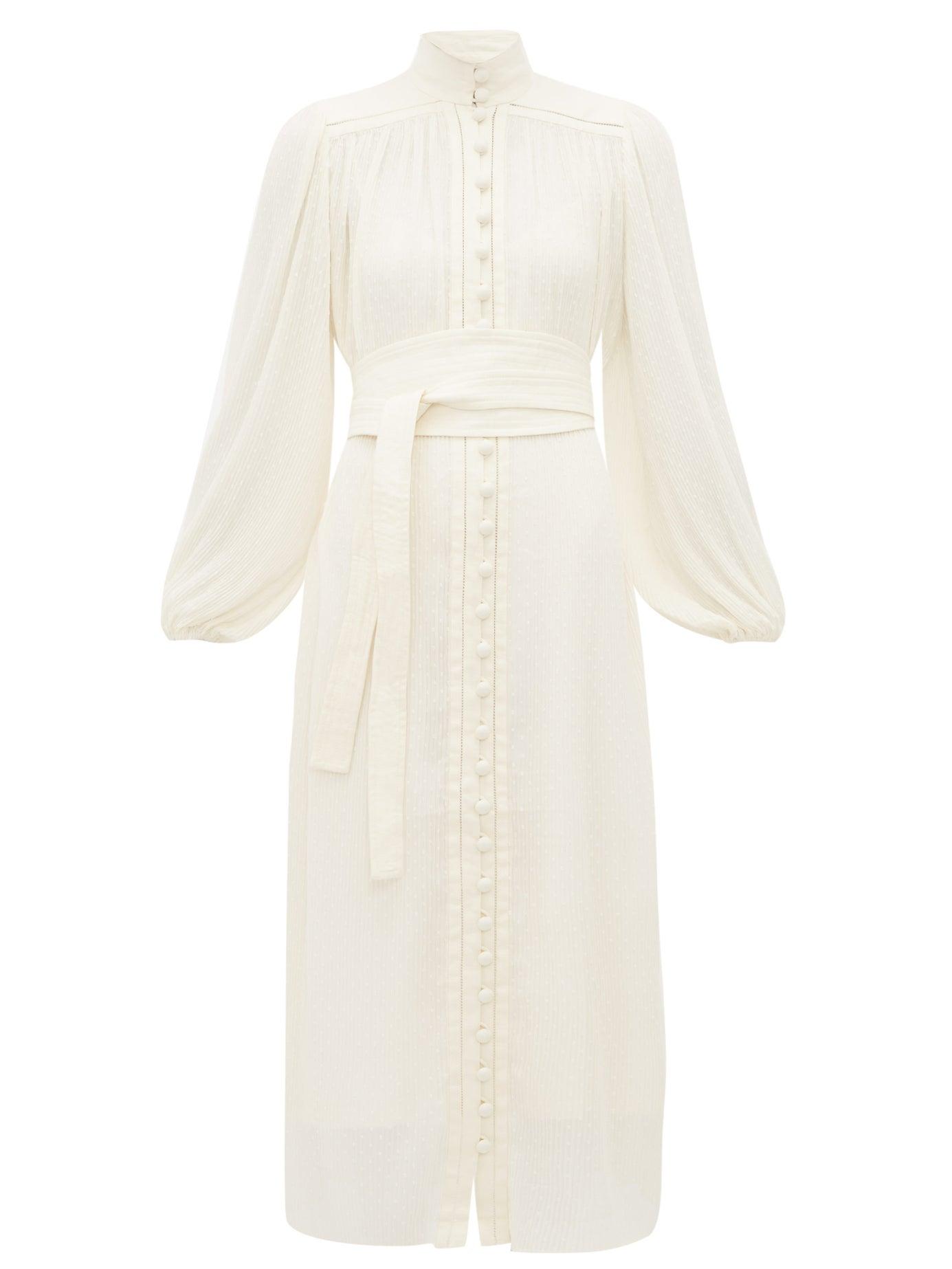 Zimmermann Espionage Fil-coupé Plissé Dress in White - Lyst