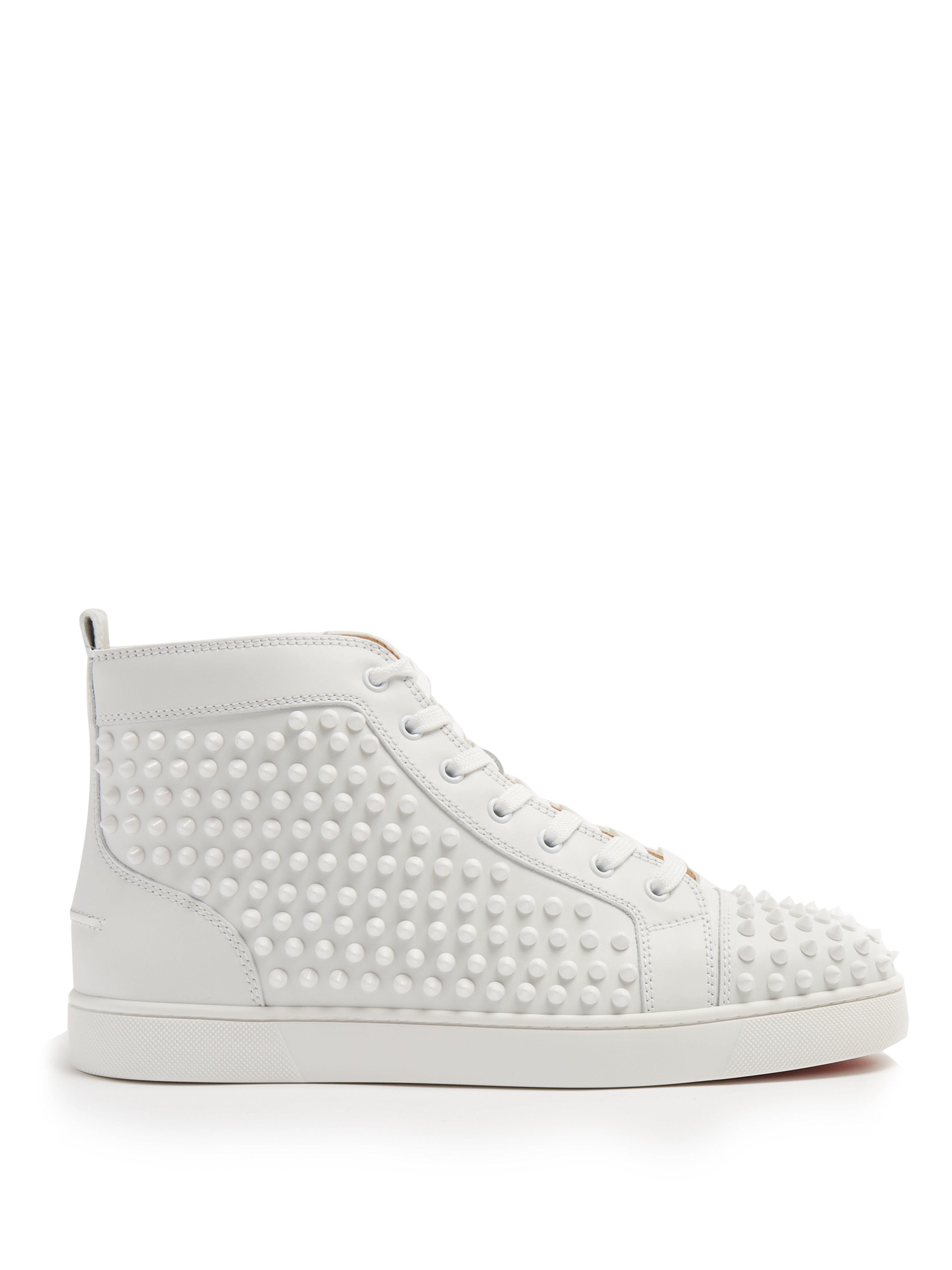 Christian Louboutin Louis Spiked Leather Sneakrs in White for Men | Lyst UK