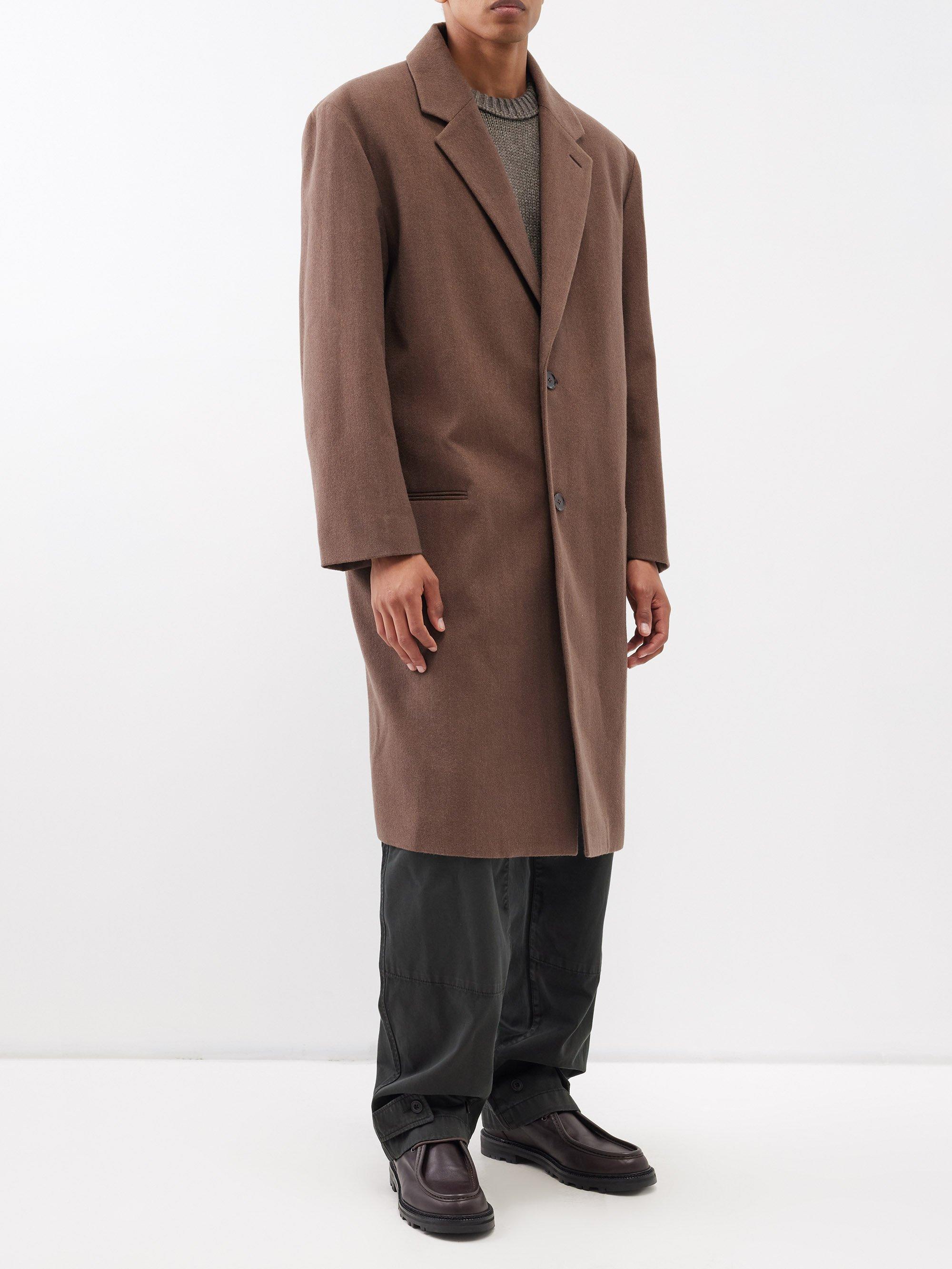 Lemaire Single-breasted Wool-blend Overcoat in Brown for Men | Lyst UK