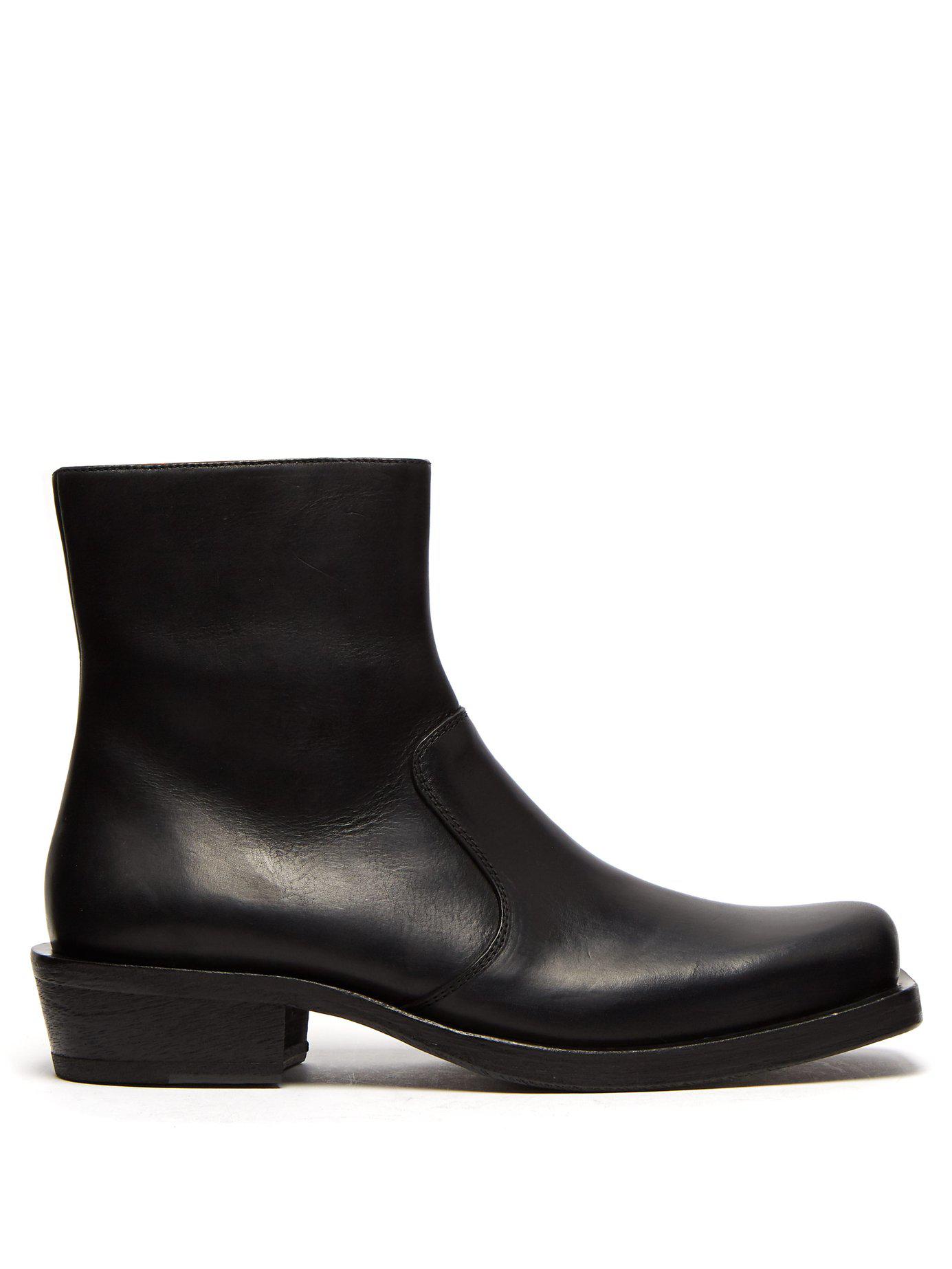 Acne Studios Square-toe Leather Ankle Boots in Black for Men | Lyst