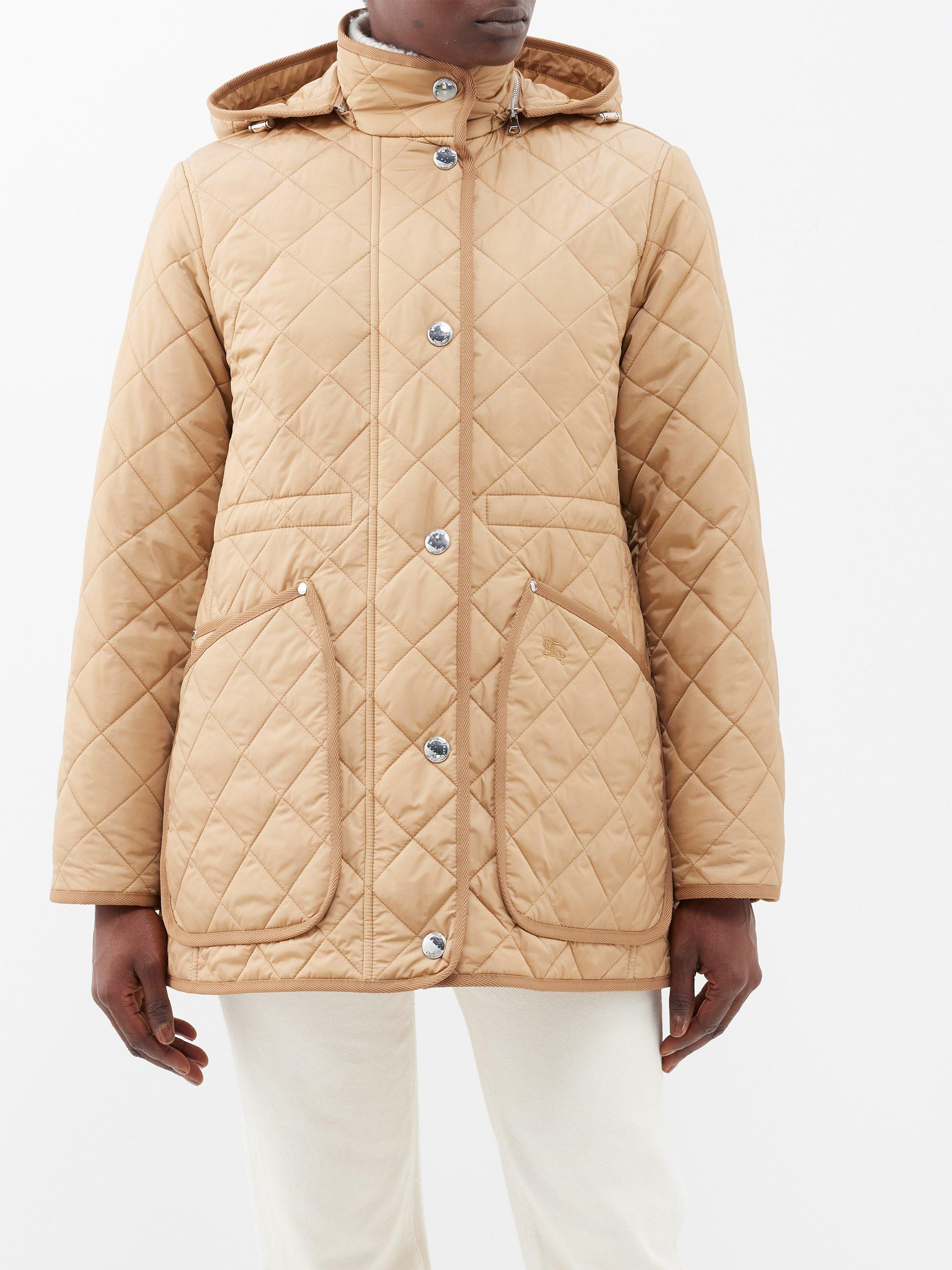Burberry Quilted Detachablehood Jacket in Natural Lyst