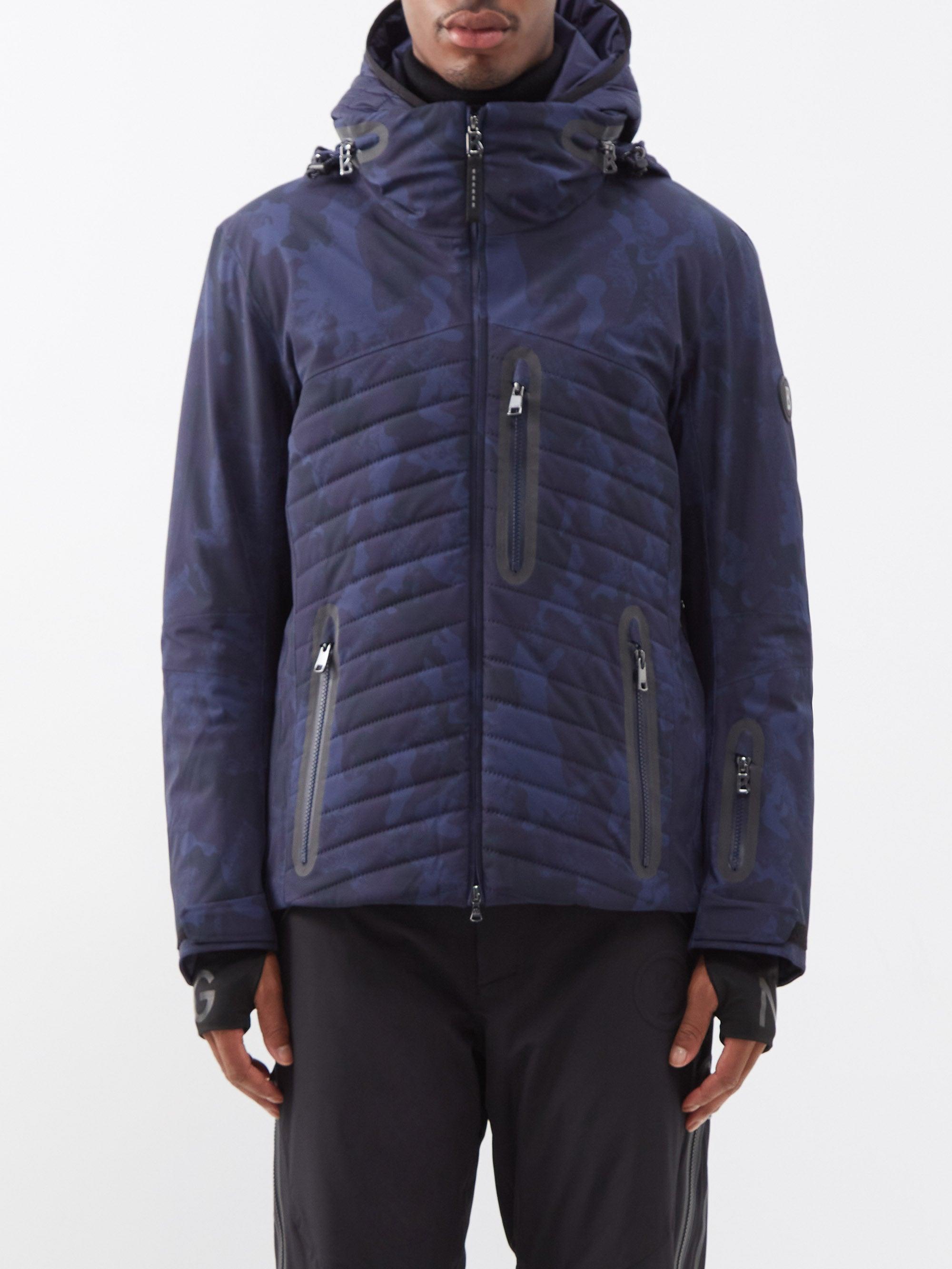 Bogner Florys Quilted Camouflageprint Hooded Ski Jacket in Blue for
