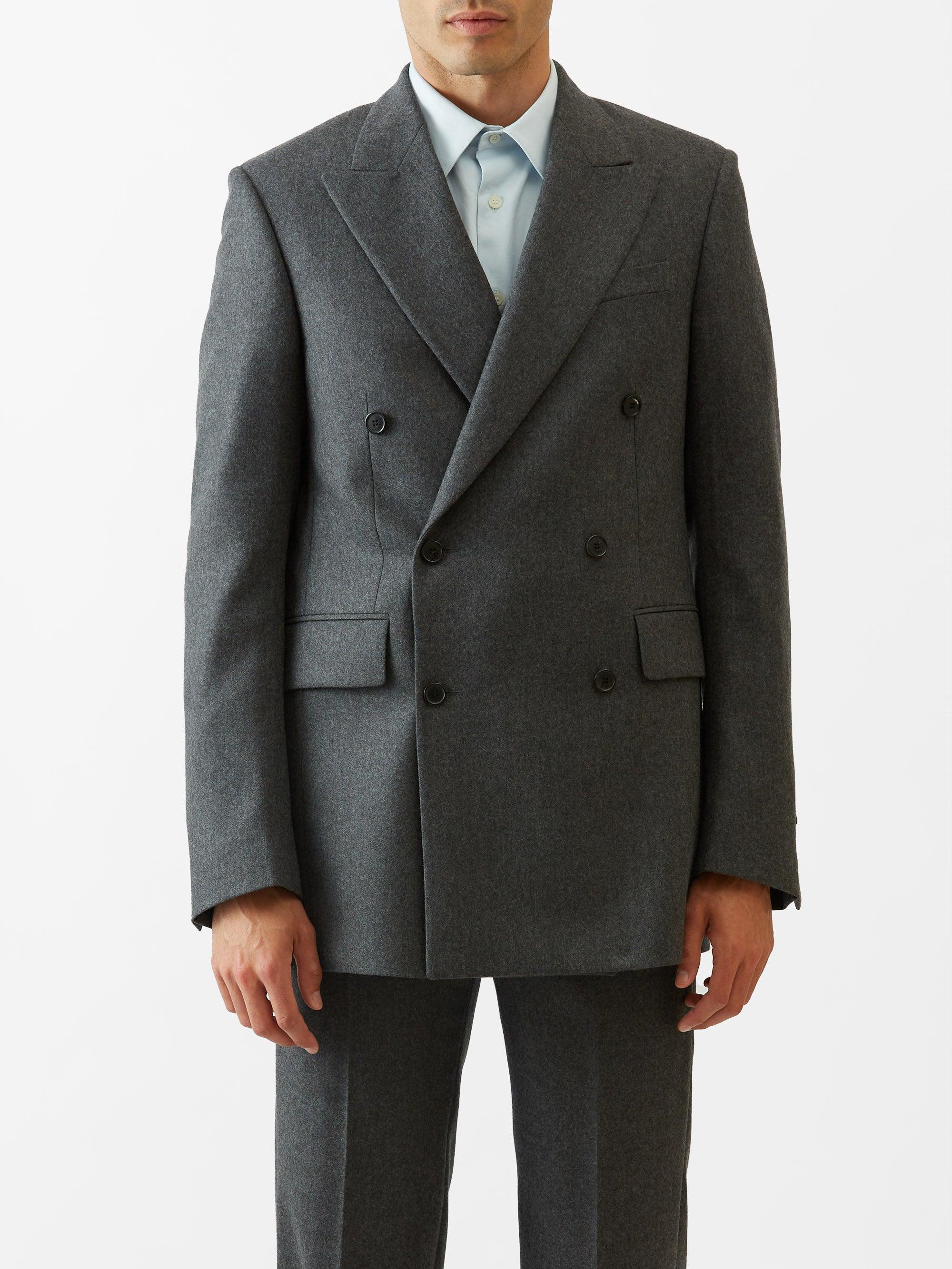 Loewe Double-breasted Wool Suit Jacket in Gray for Men | Lyst