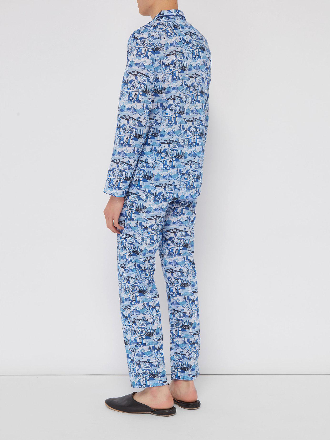 Derek Rose Modern Fit Pyjamas Ledbury 19 Cotton Batiste Blue for Men - Lyst