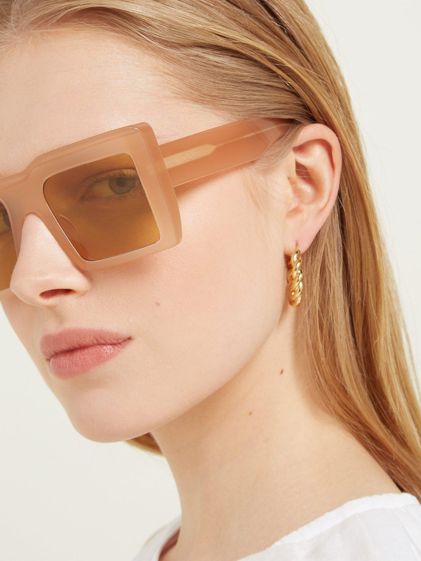 Loewe Square Shaped Oversize Sunglasses in Brown/Shiny Light Brown ...