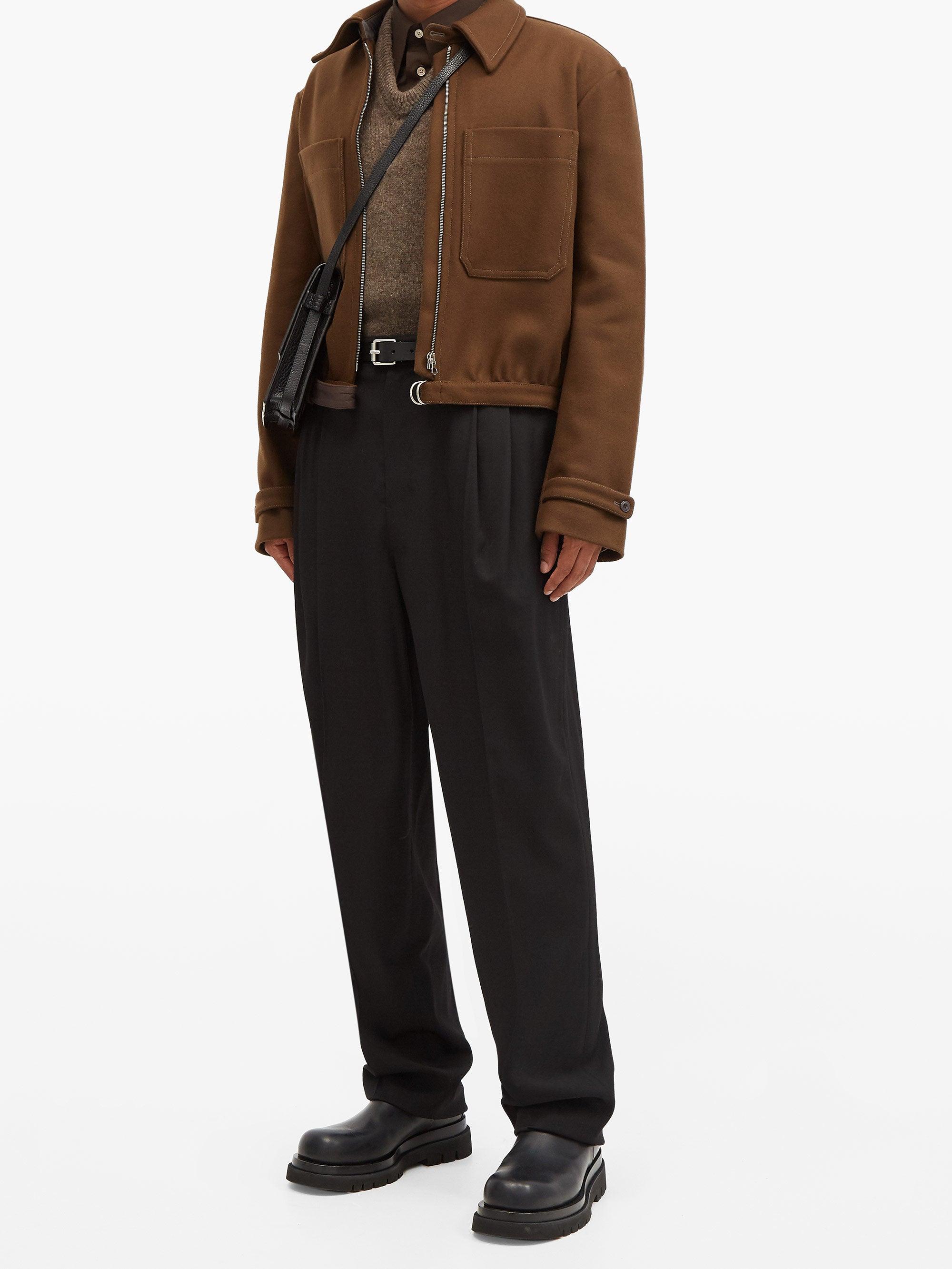 Lemaire Gathered Felted-wool Jacket in Brown for Men | Lyst