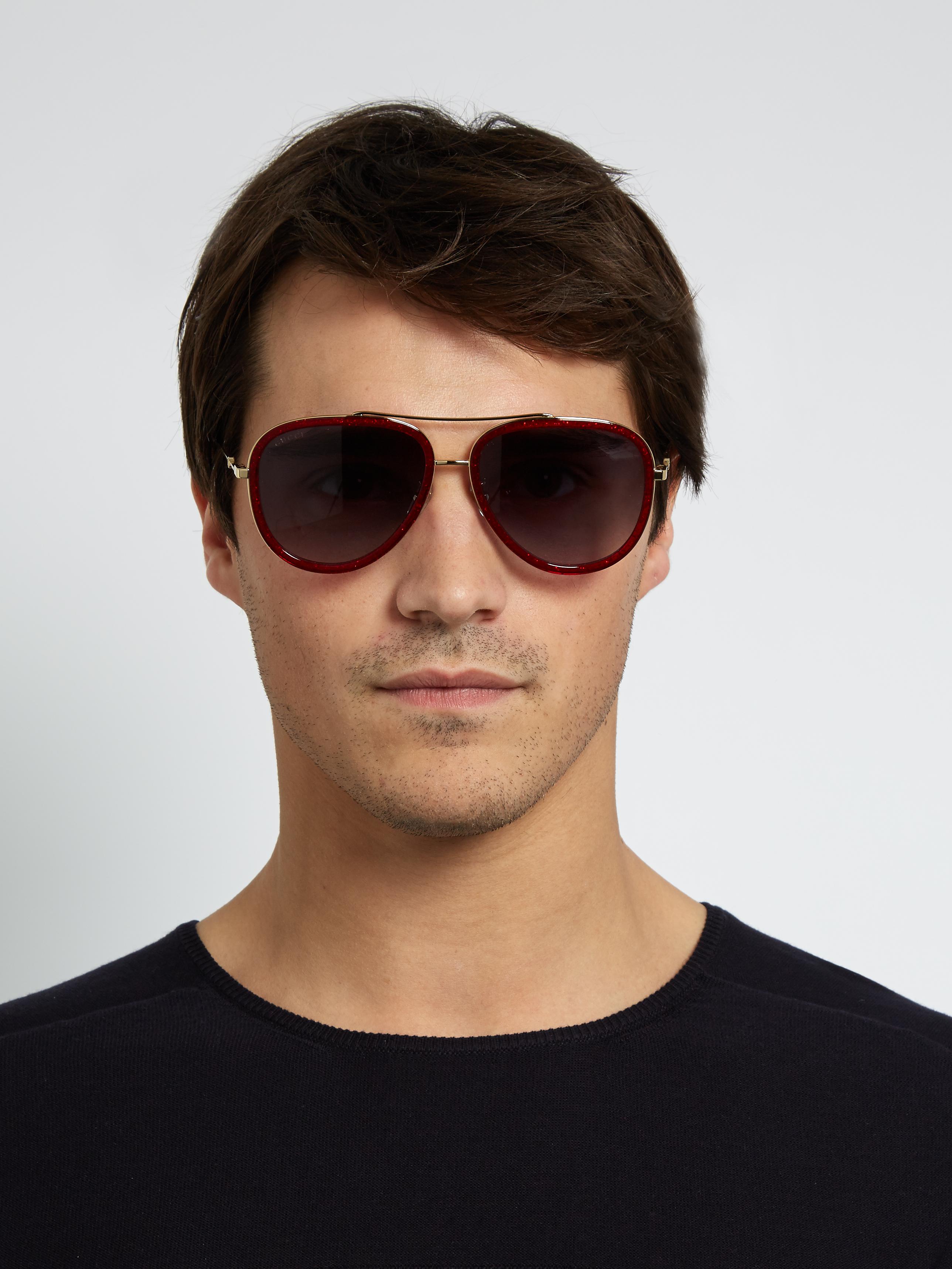 Gucci Glitter-acetate Aviator Sunglasses for Men - Lyst