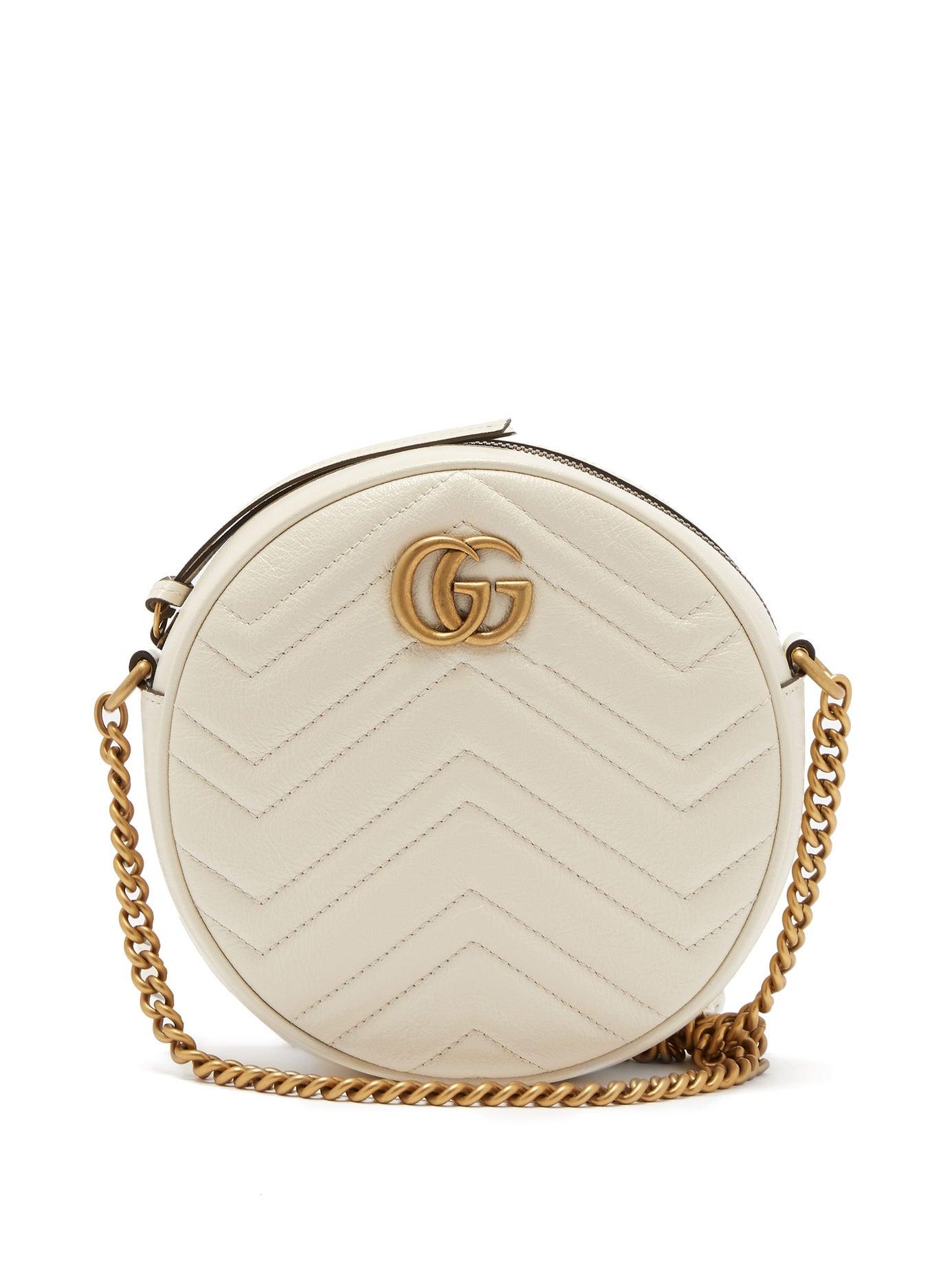 Gucci Gg Marmont Circular Leather Cross Body Bag in White - Lyst