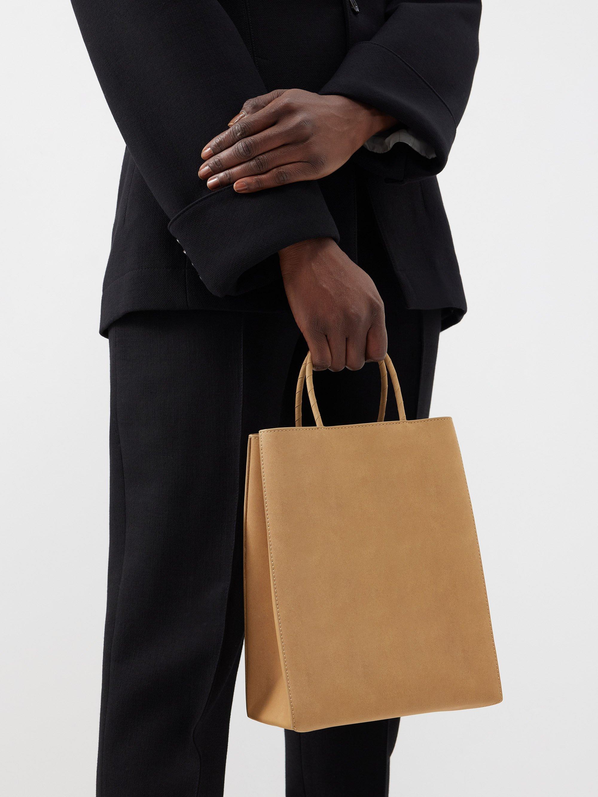 Bottega Veneta Raw Paper Small Leather Tote Bag in Black Lyst