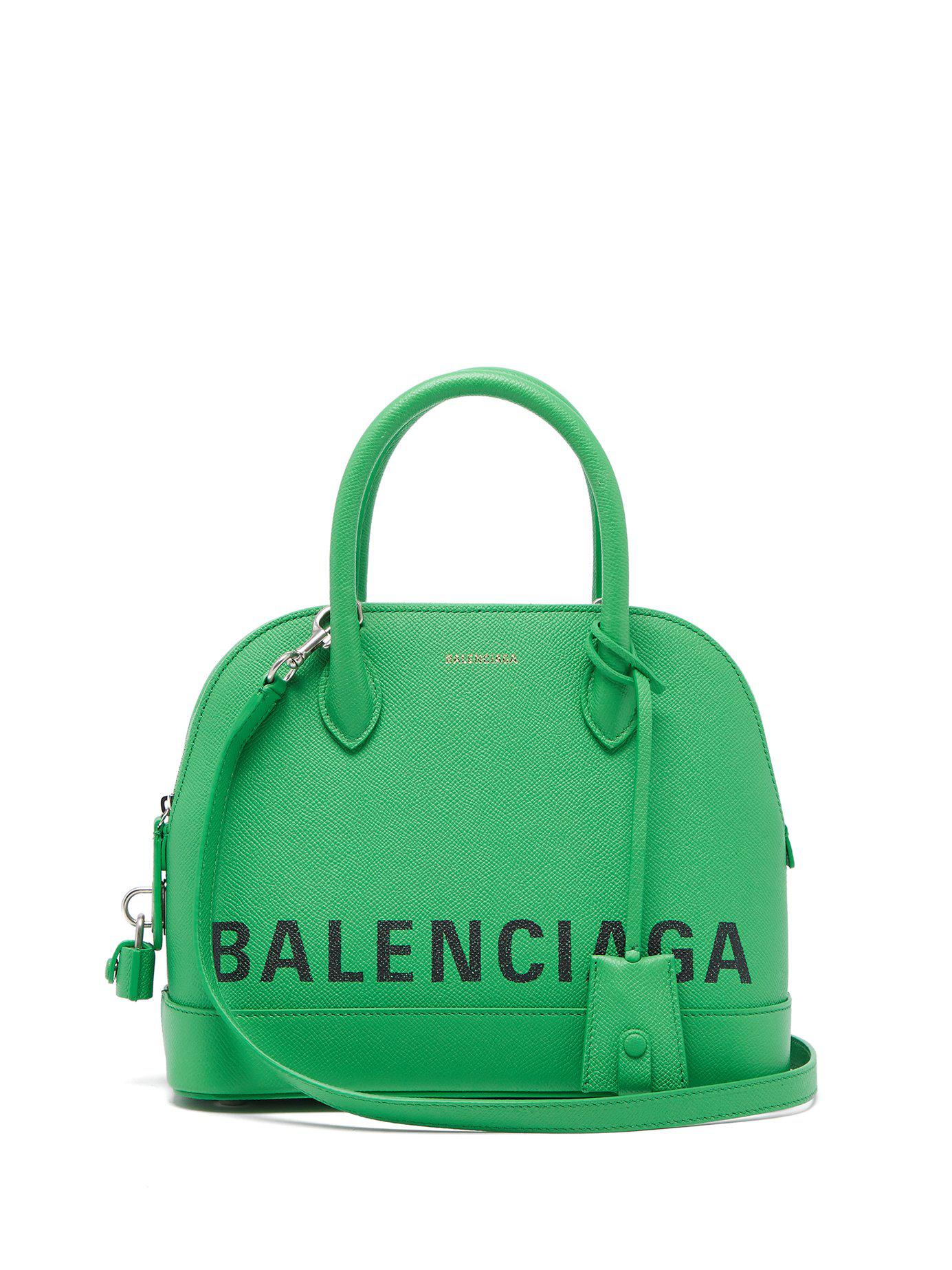 Balenciaga Leather Ville Top Handle S Bag in Green | Lyst