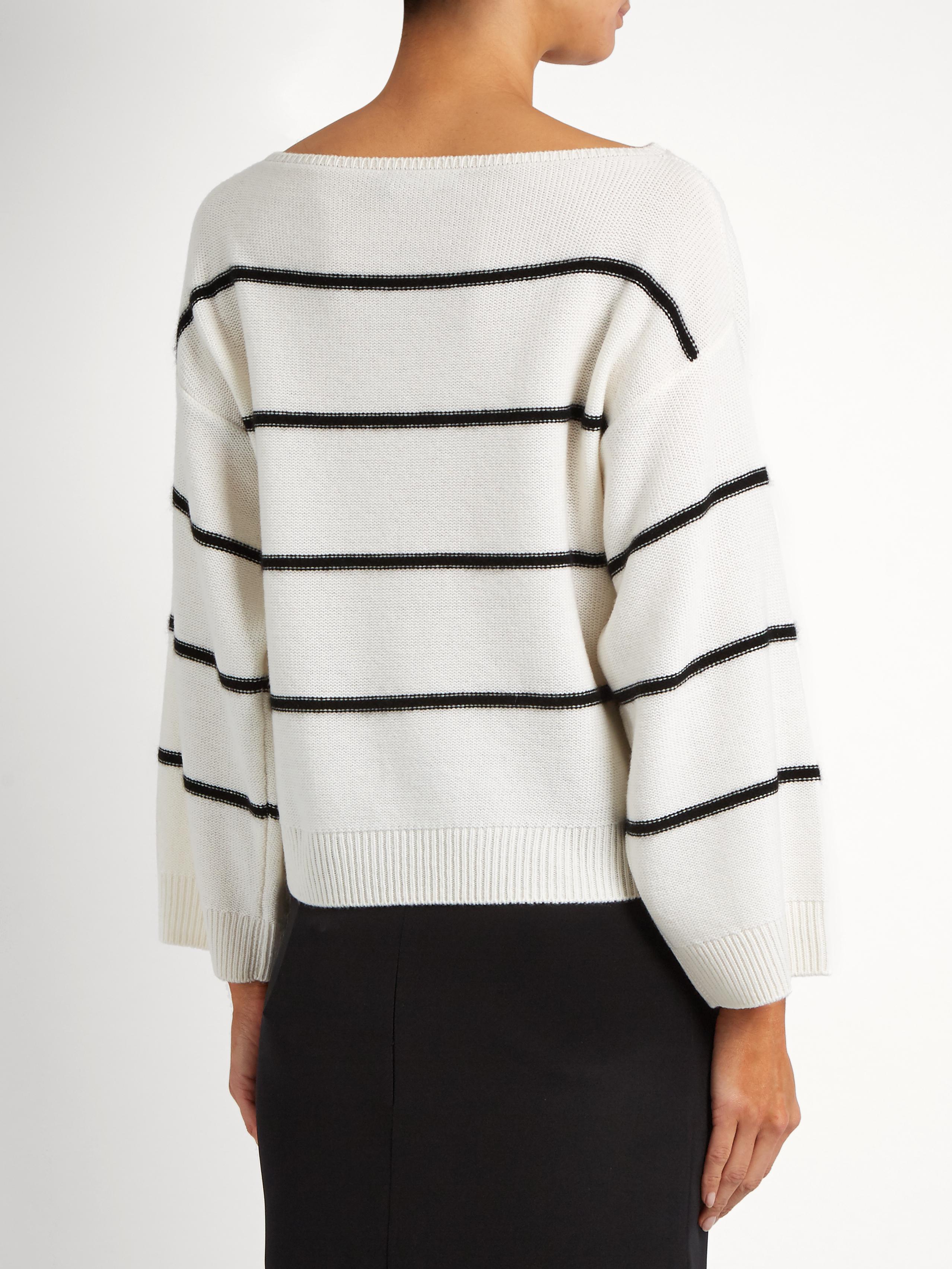 Vince Oversized Striped Cashmere Sweater in White Black (White) - Lyst