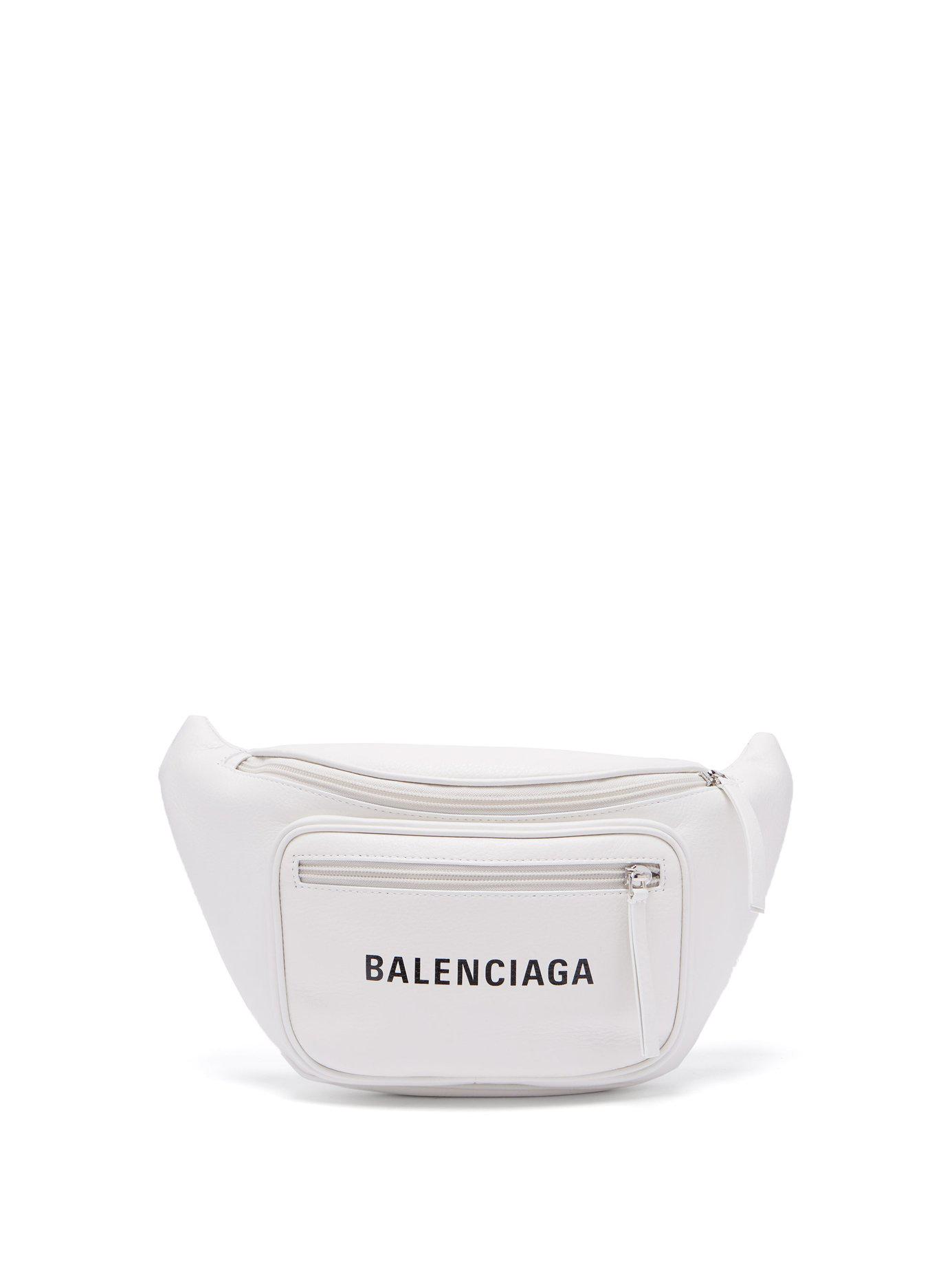 Balenciaga Everyday Leather Belt Bag in White for Men