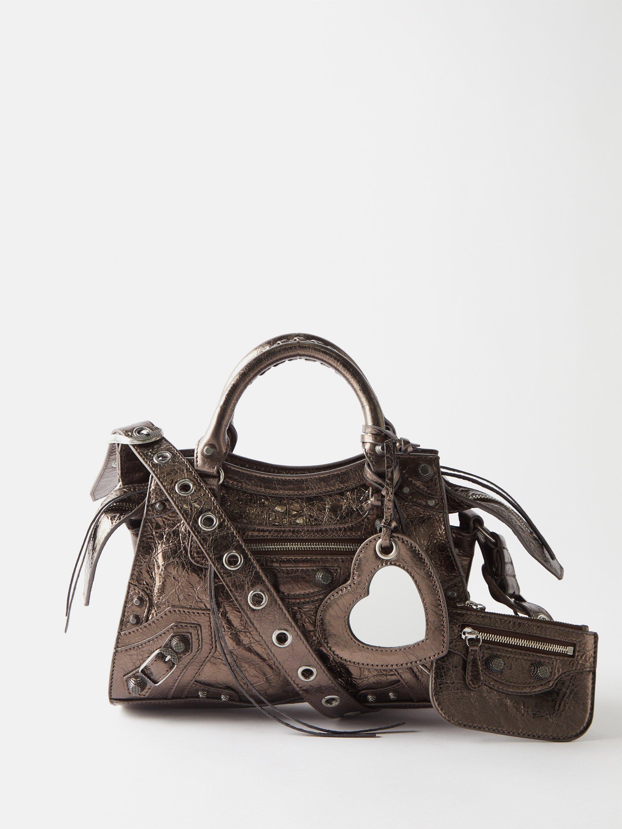 Balenciaga Neo Cagole Xs Metallic-leather Handbag in Brown | Lyst