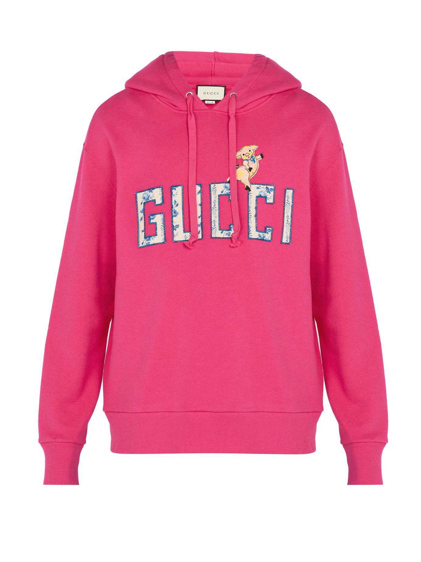 Gucci Piglet Long Sleeve Hooded Sweatshirt in Pink for Men | Lyst