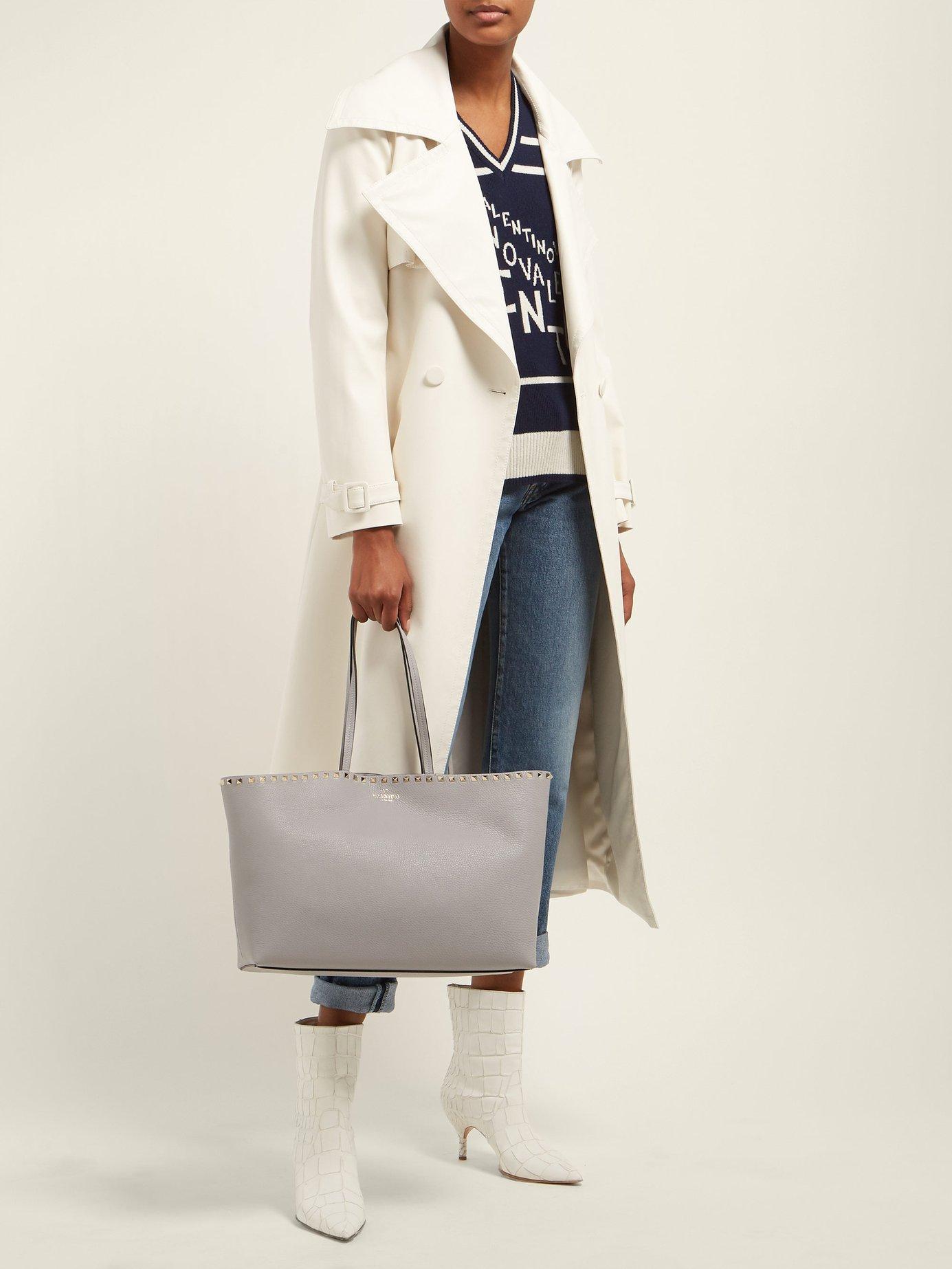 rockstud leather tote