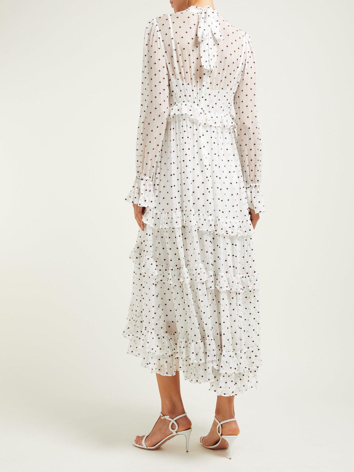 polka dot midi dress white
