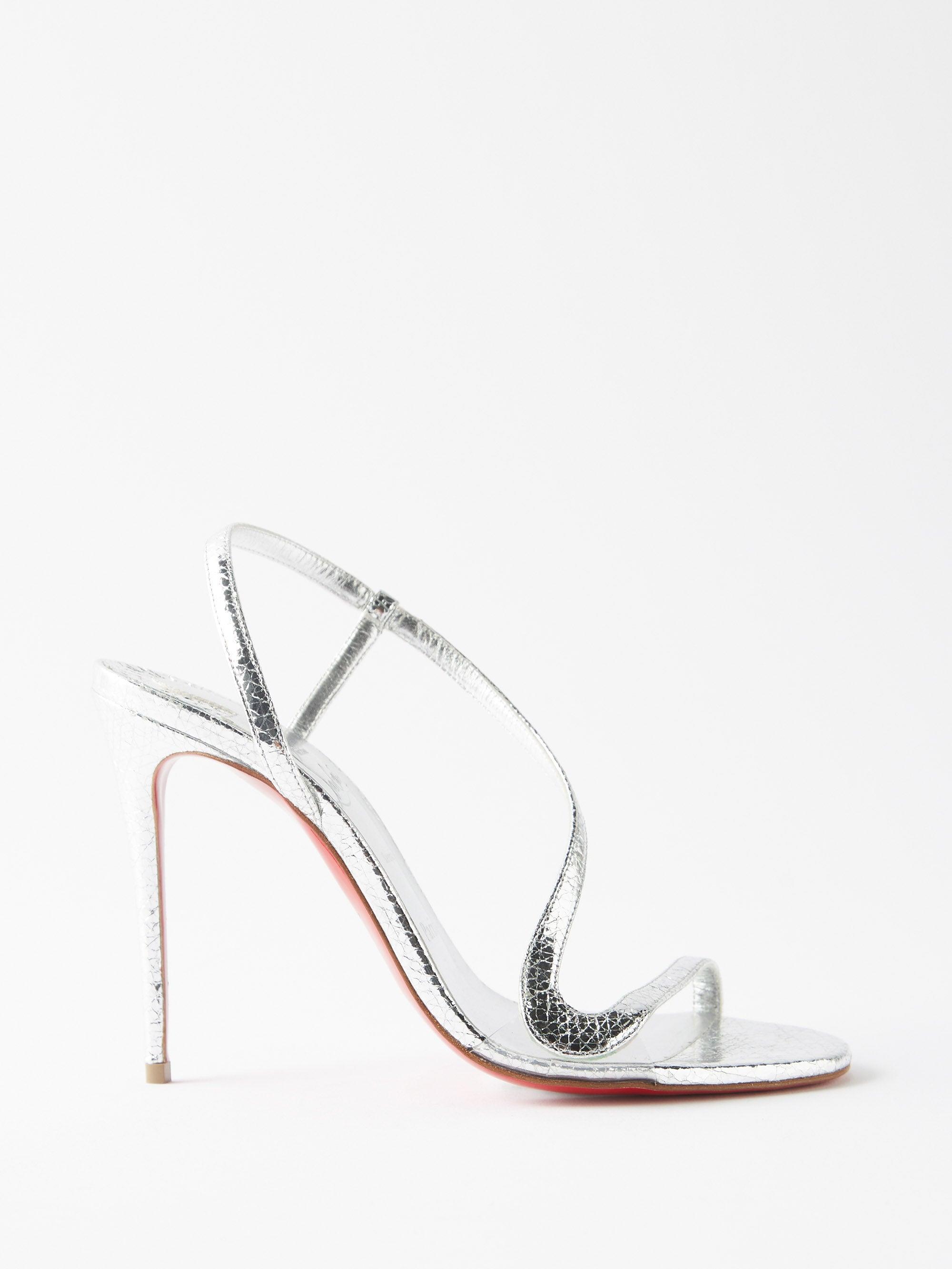 Christian Louboutin Rosalie 100 Snakeeffect Metallic Leather Sandals