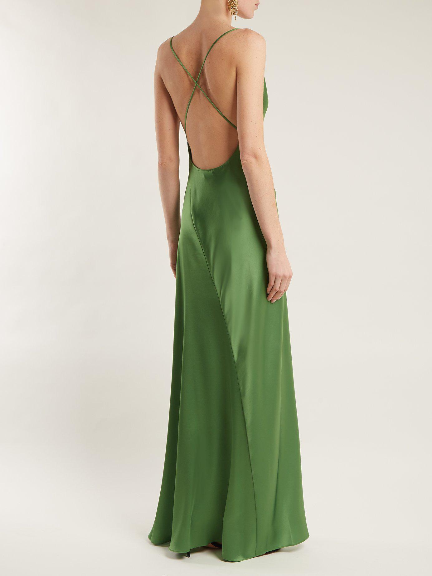 Diane von Furstenberg Bias-cut Satin Gown in Green | Lyst