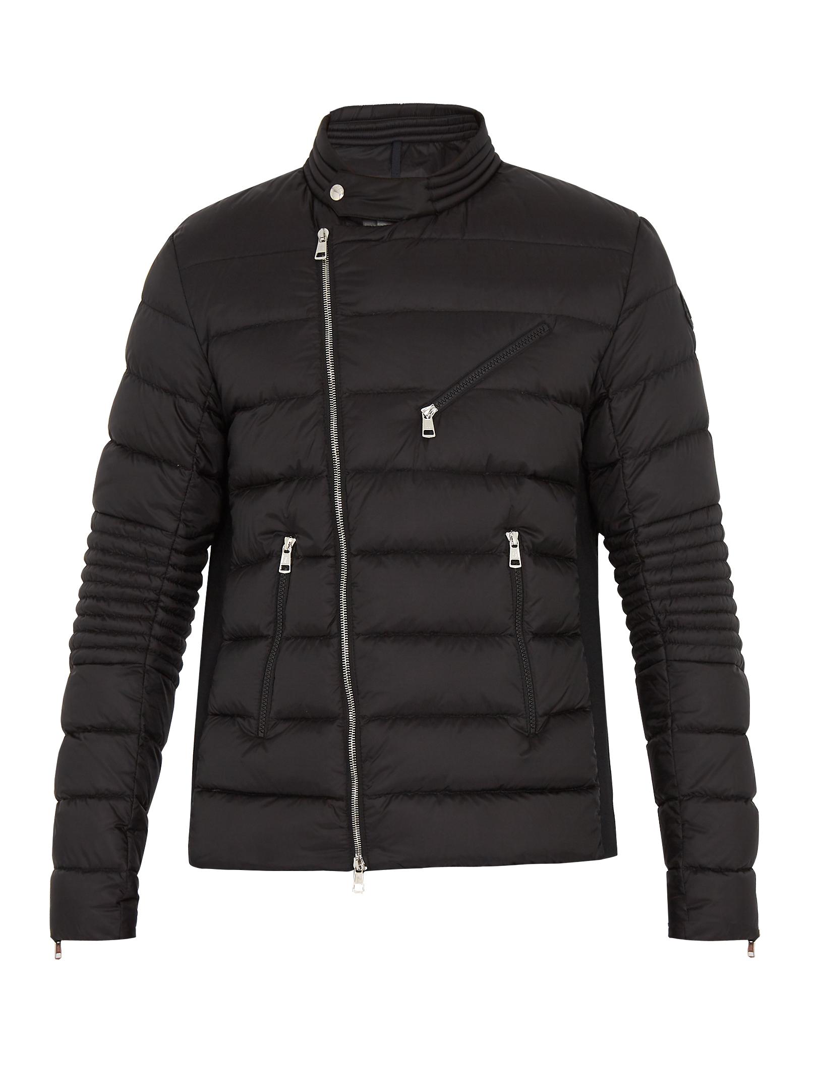 Moncler Synthetic Aubin Down Biker Jacket in Black for Men - Lyst