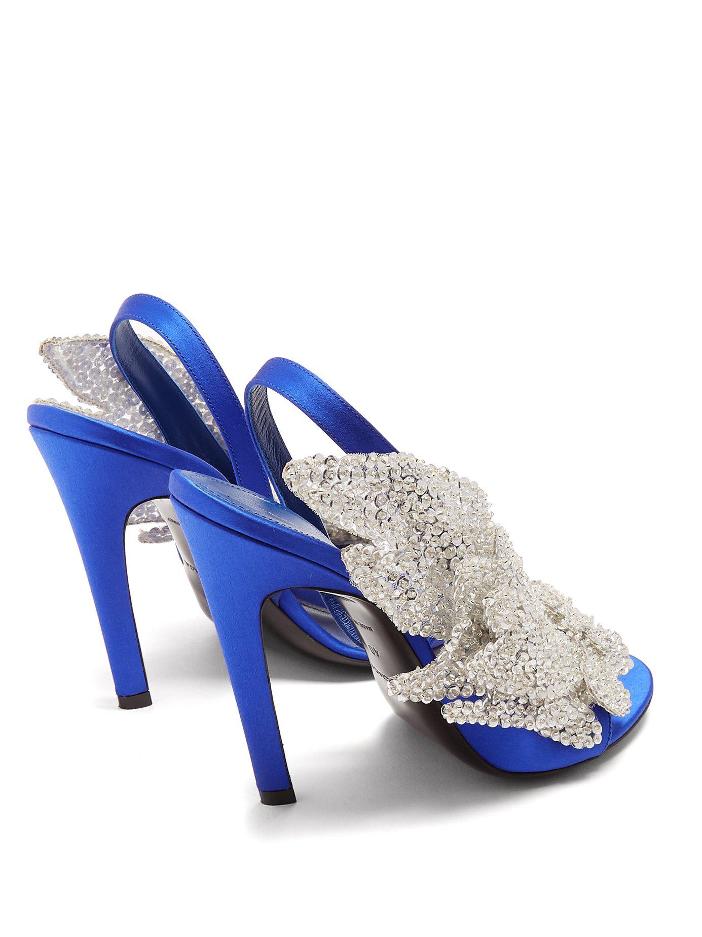 Balenciaga Satin Talon Slash Pumps in Blue | Lyst