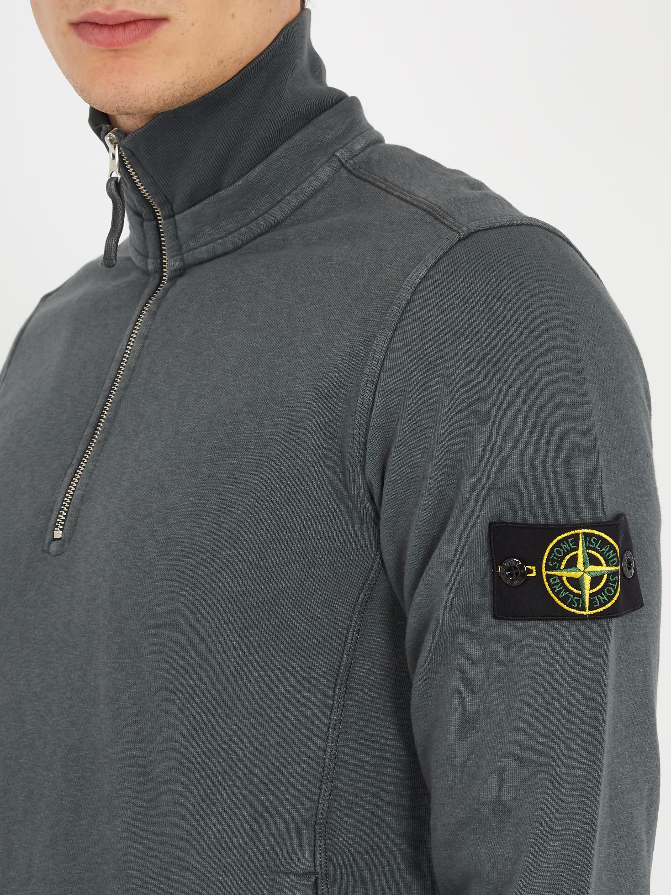 Stone Island Half-zip Cotton Sweater in Grey (Gray) for Men - Lyst