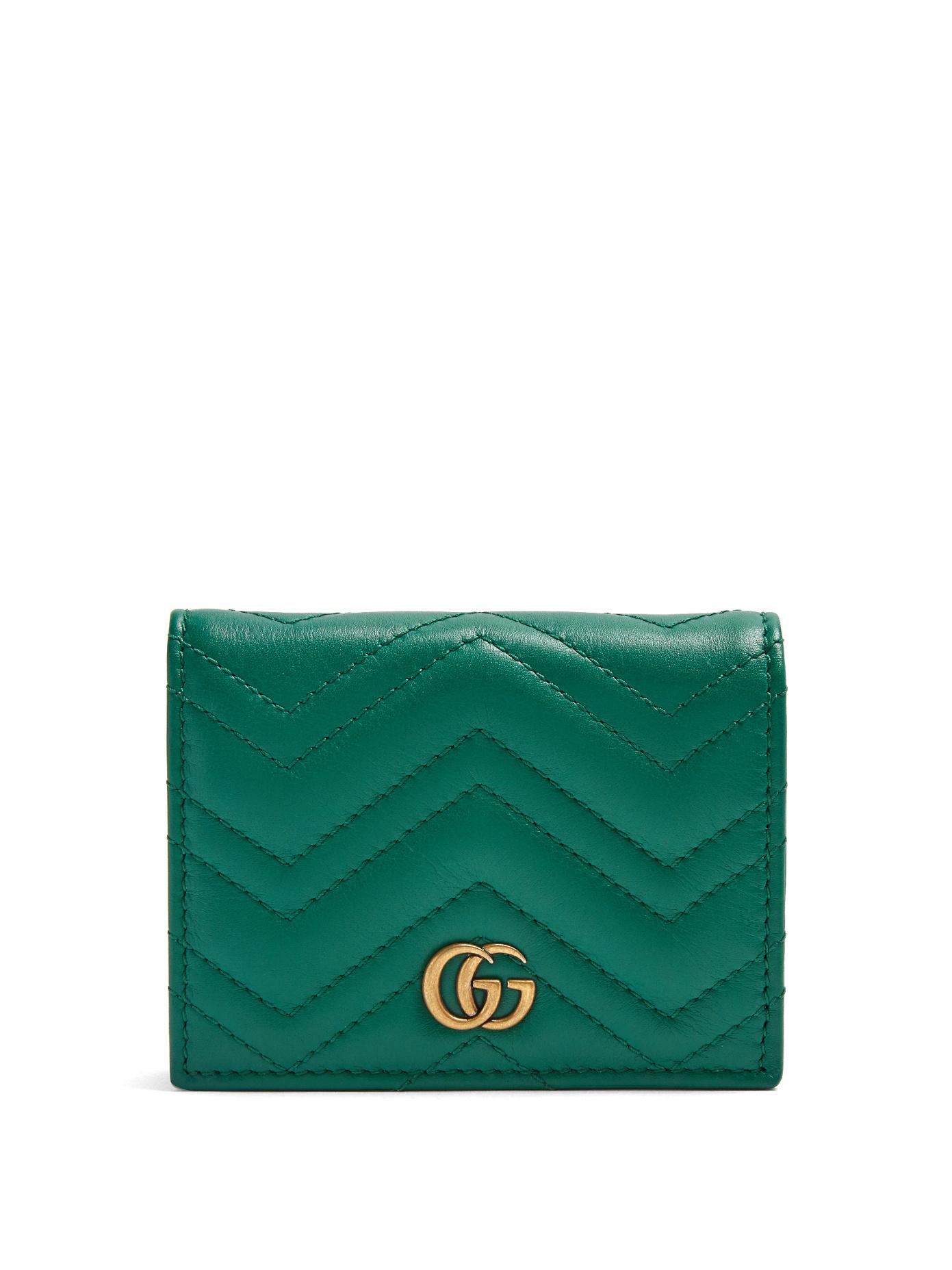 Gucci Gg Marmont Quilted-leather Wallet in Green - Lyst