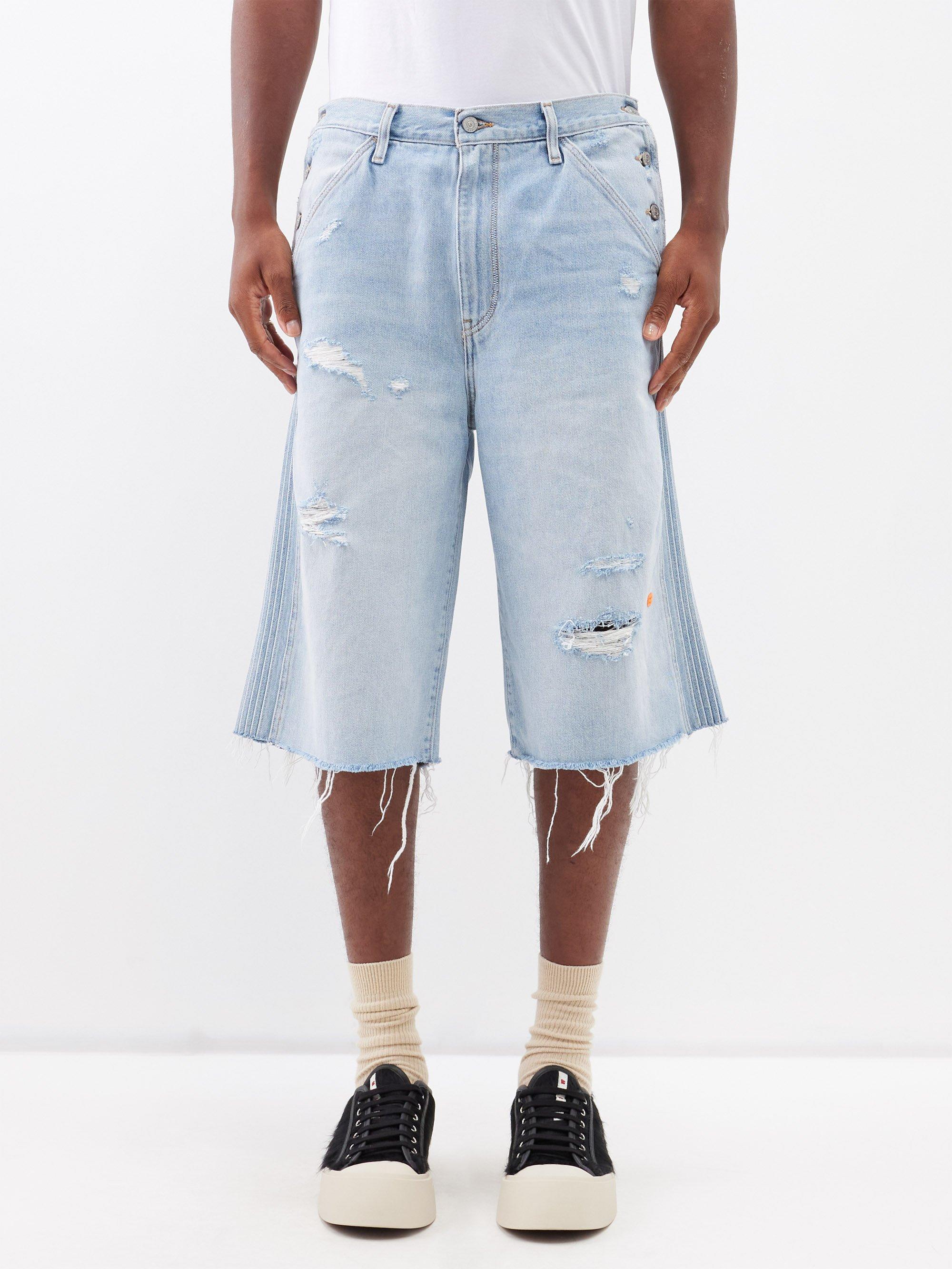 ERL X Levi's 501 Distressed Wide-leg Denim Shorts in Blue for Men | Lyst
