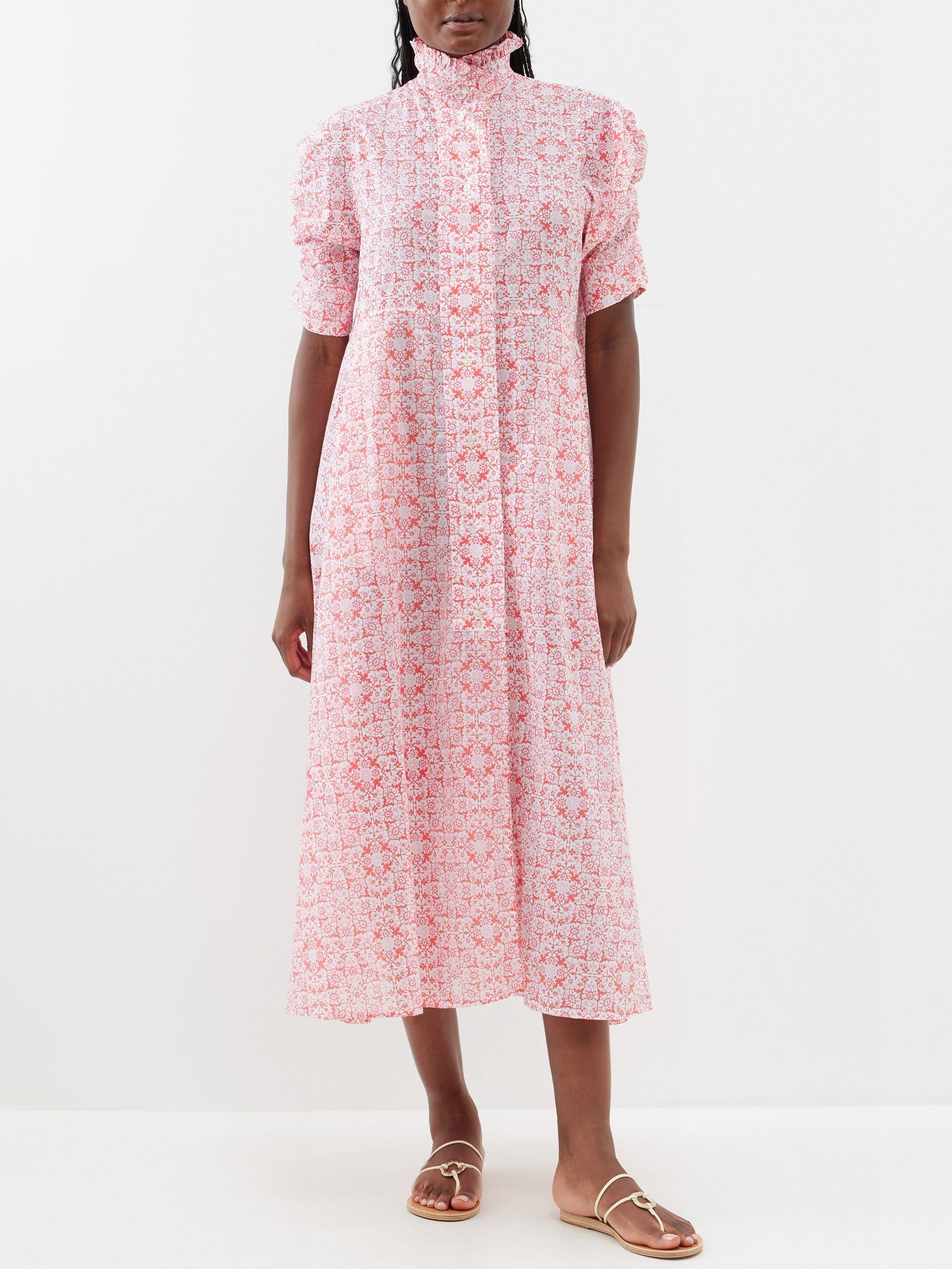 Thierry Colson Floralprint Cottonvoile Dress in Pink Lyst
