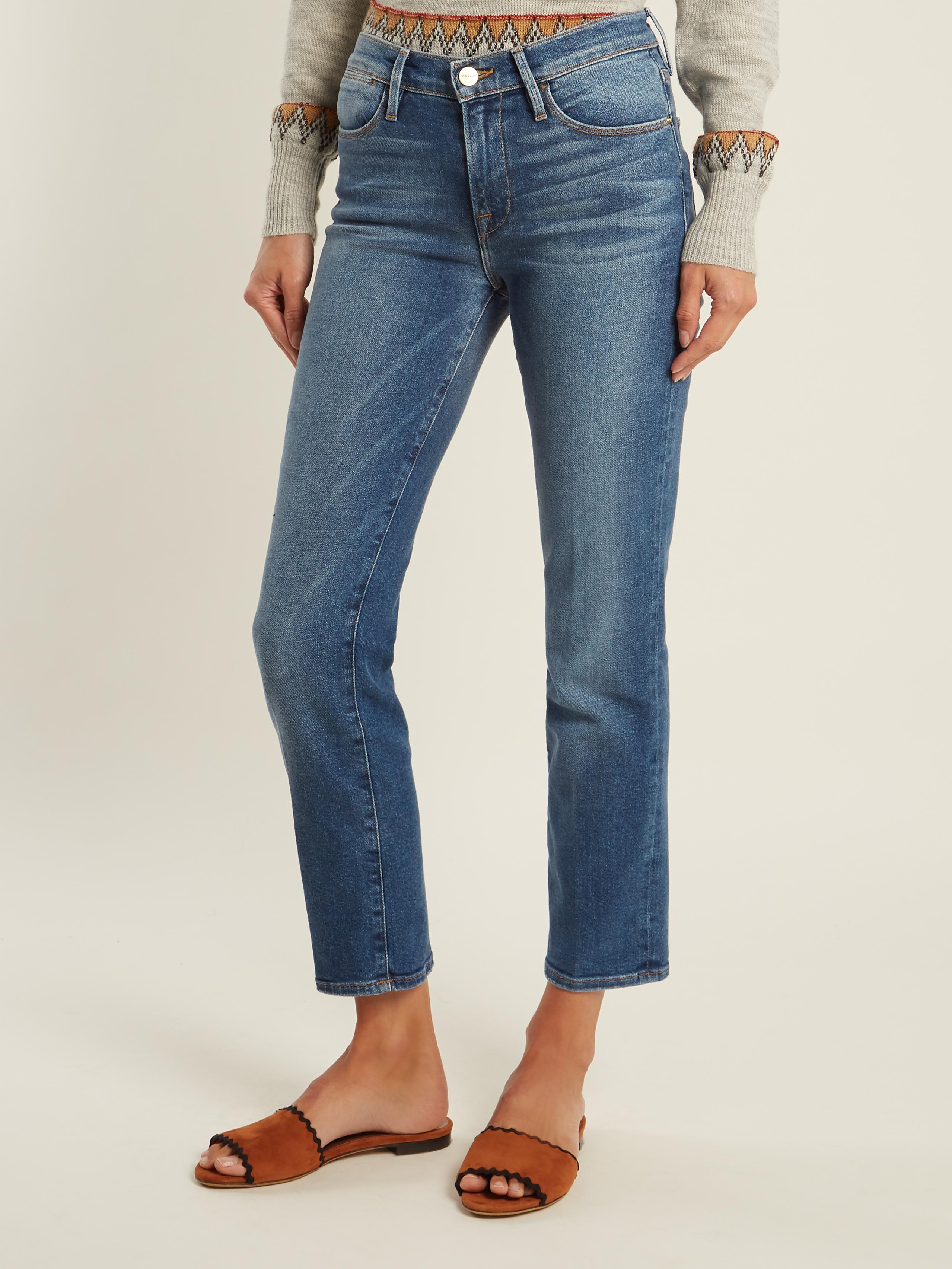 Lyst - Frame Le High Straight-leg Jeans in Blue