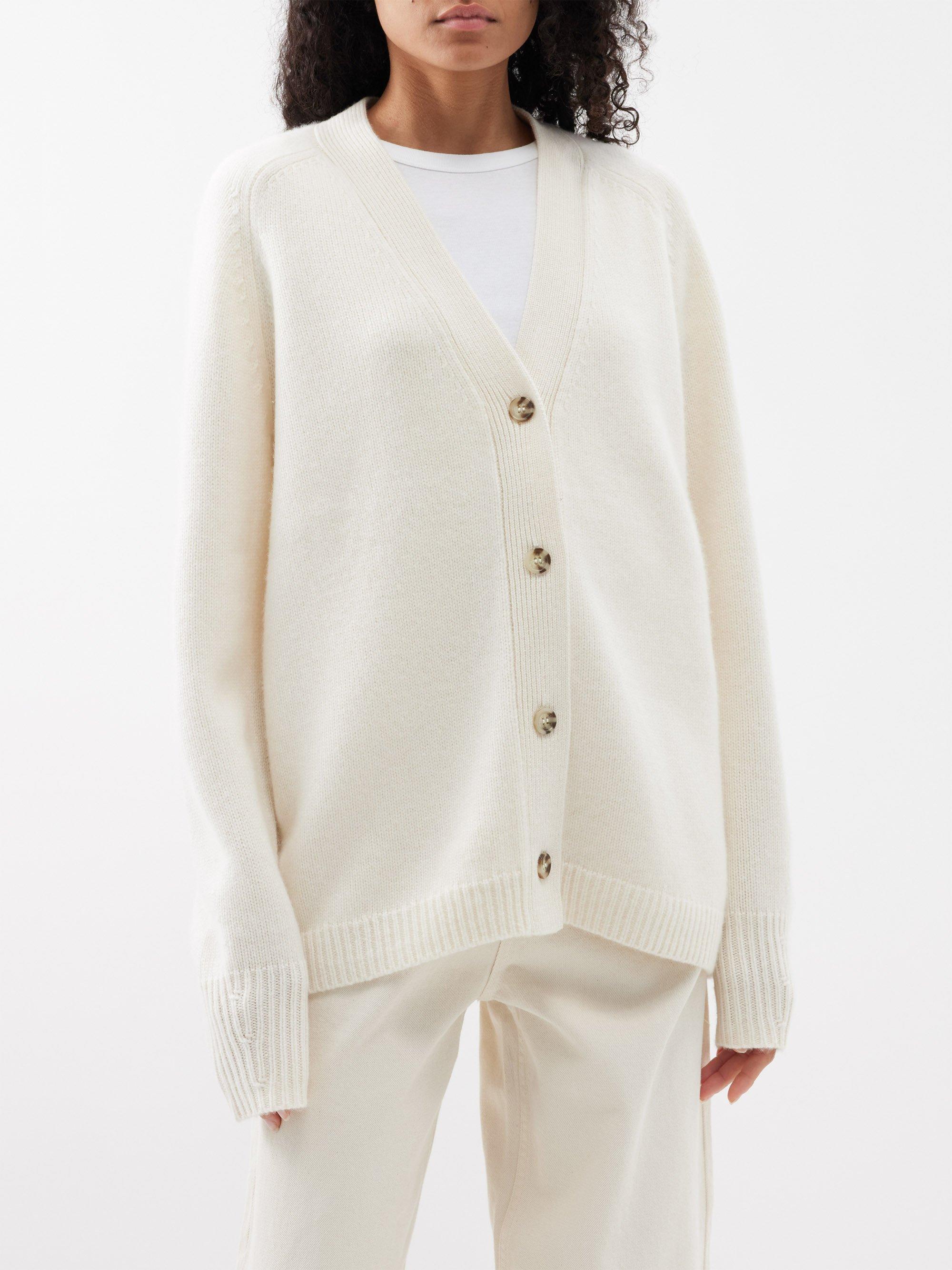 arch4 Sage Organic-cashmere Cardigan in White | Lyst